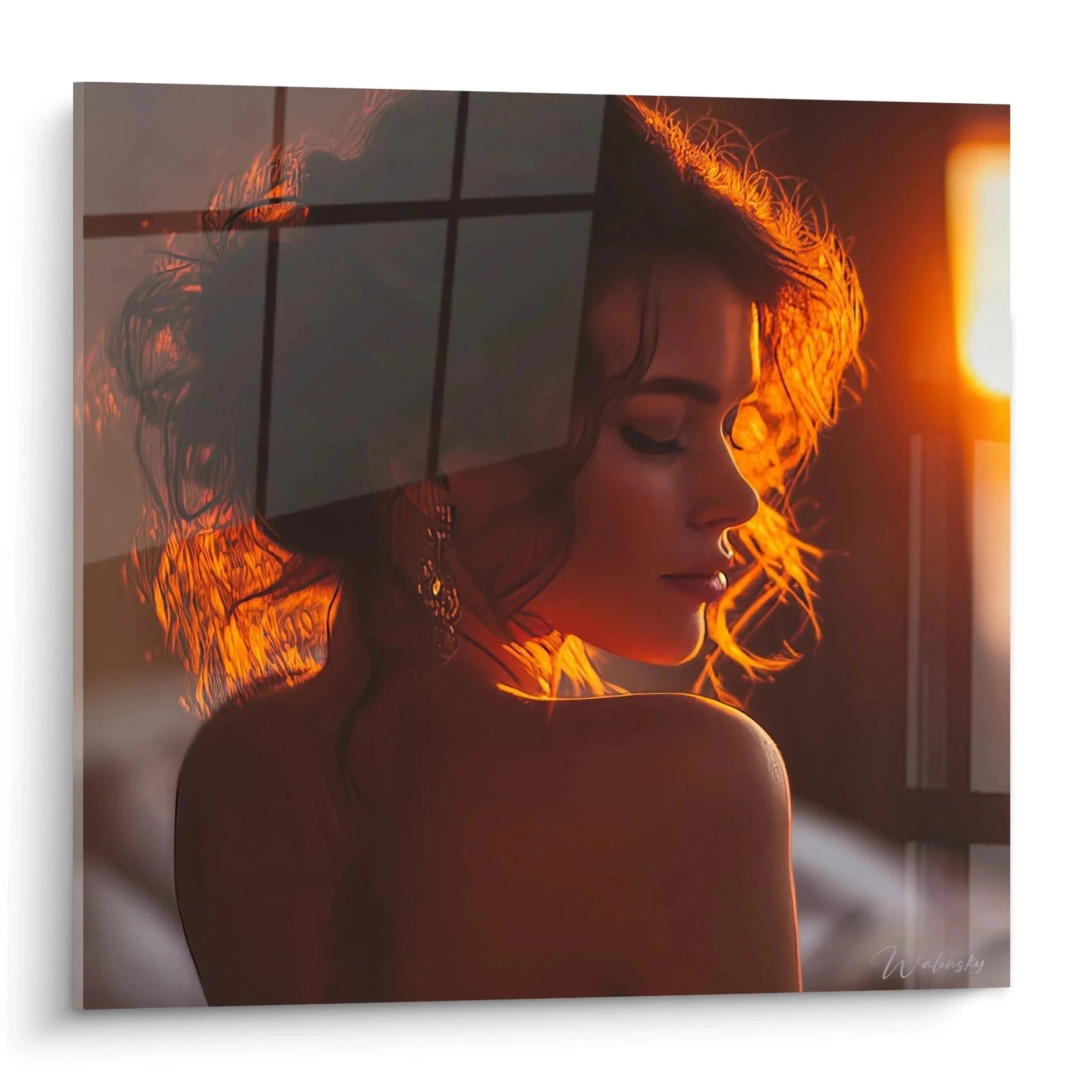 Wandbild Frau Portrait mit goldenem Licht und warmen Reflexionen - Edition Weibliche Schönheit