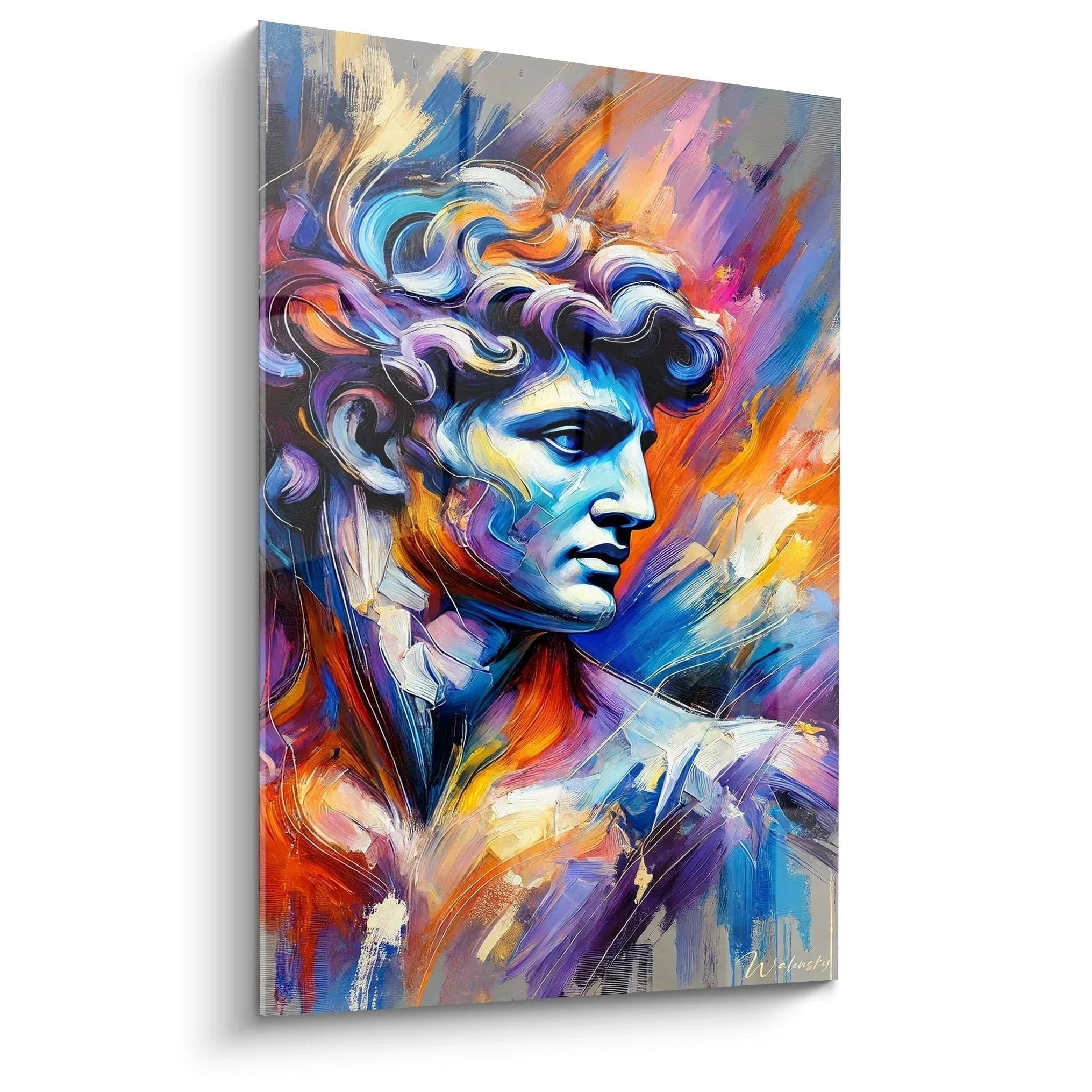 Wandbild Frauenporträt Fauvismus Stil mit bunten expressionistischen Farben und dynamischen Pinselstrichen