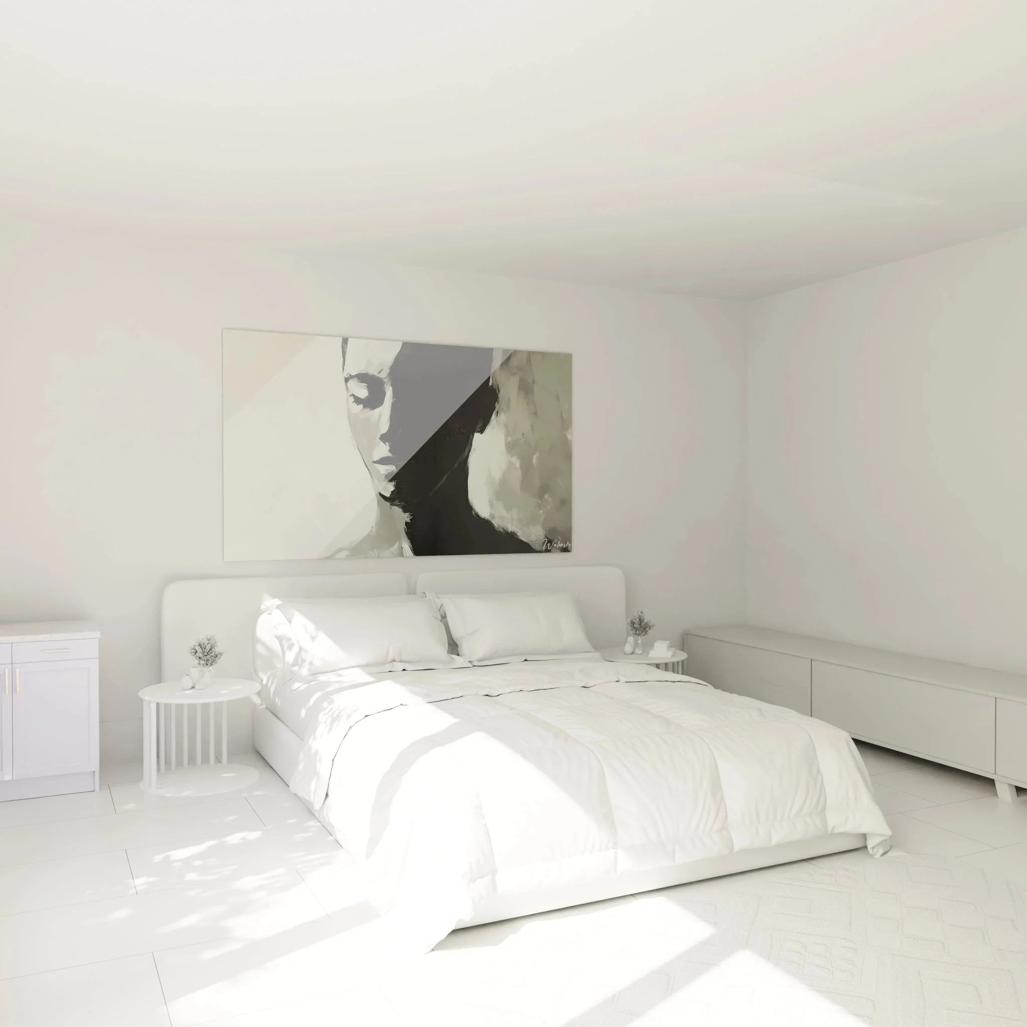 Wandbild Frauenporträt Schlafzimmer Dekoration schwarz-weiß Modigliani Art