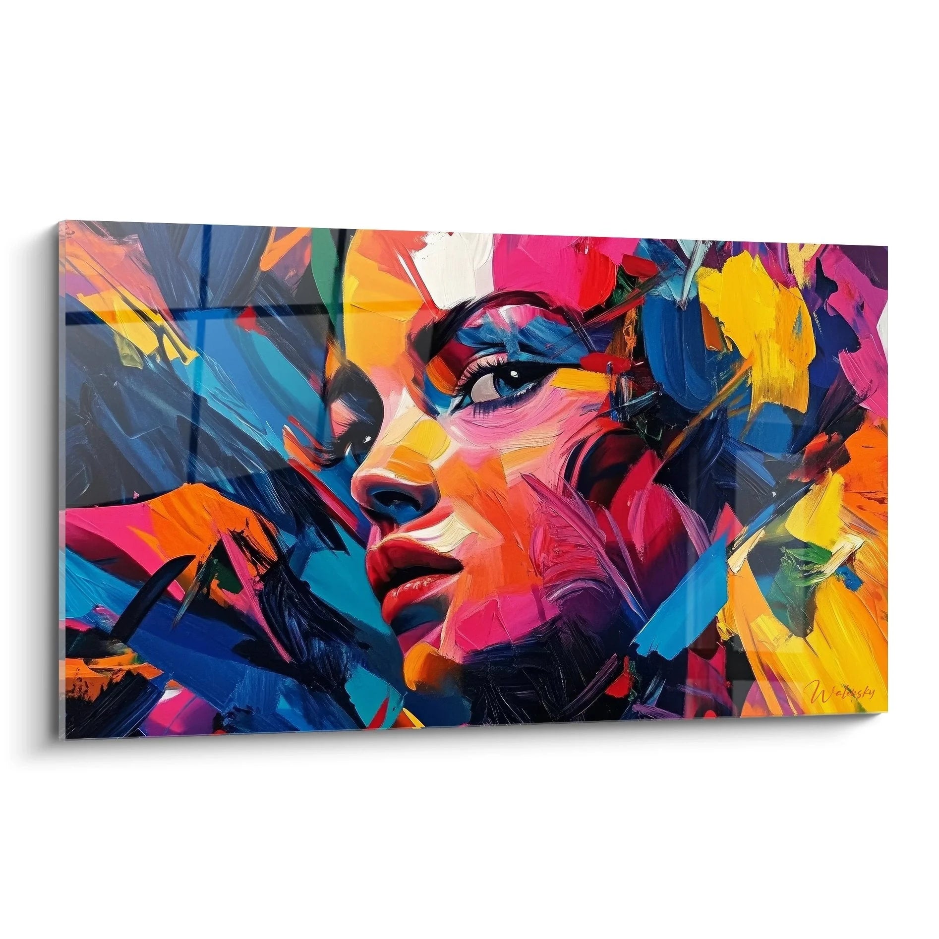 Wandbild Frauenportrait abstrakt in leuchtenden Farben - Edition Figurativ Abstrakt XXL