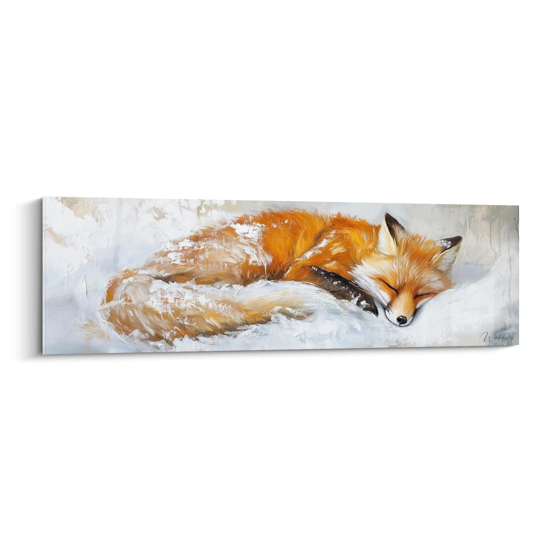 Wandbild schlafender Fuchs im Schnee - Wintertraum Leinwandbild XXL Edition Fuchs