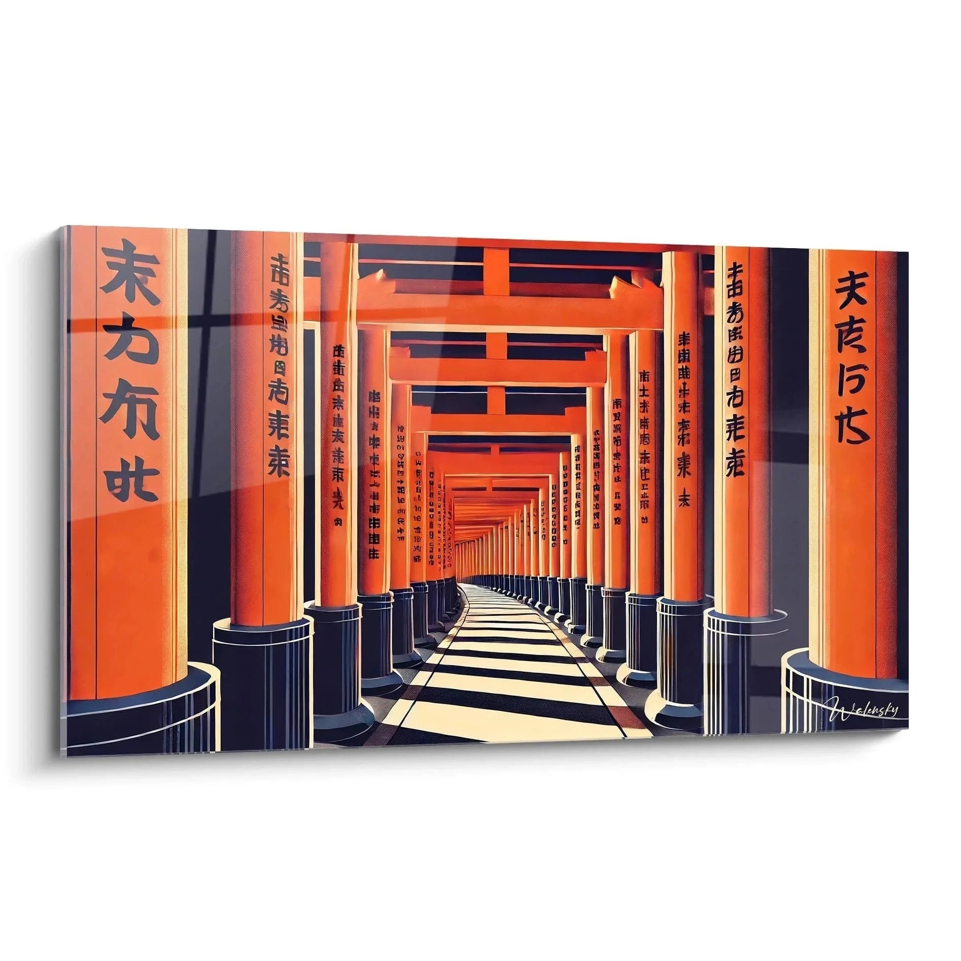 Wandbild Fushimi Inari Schrein mit orangenen Torii-Toren Tunnel, japanische Tempel Wanddekoration Kyoto