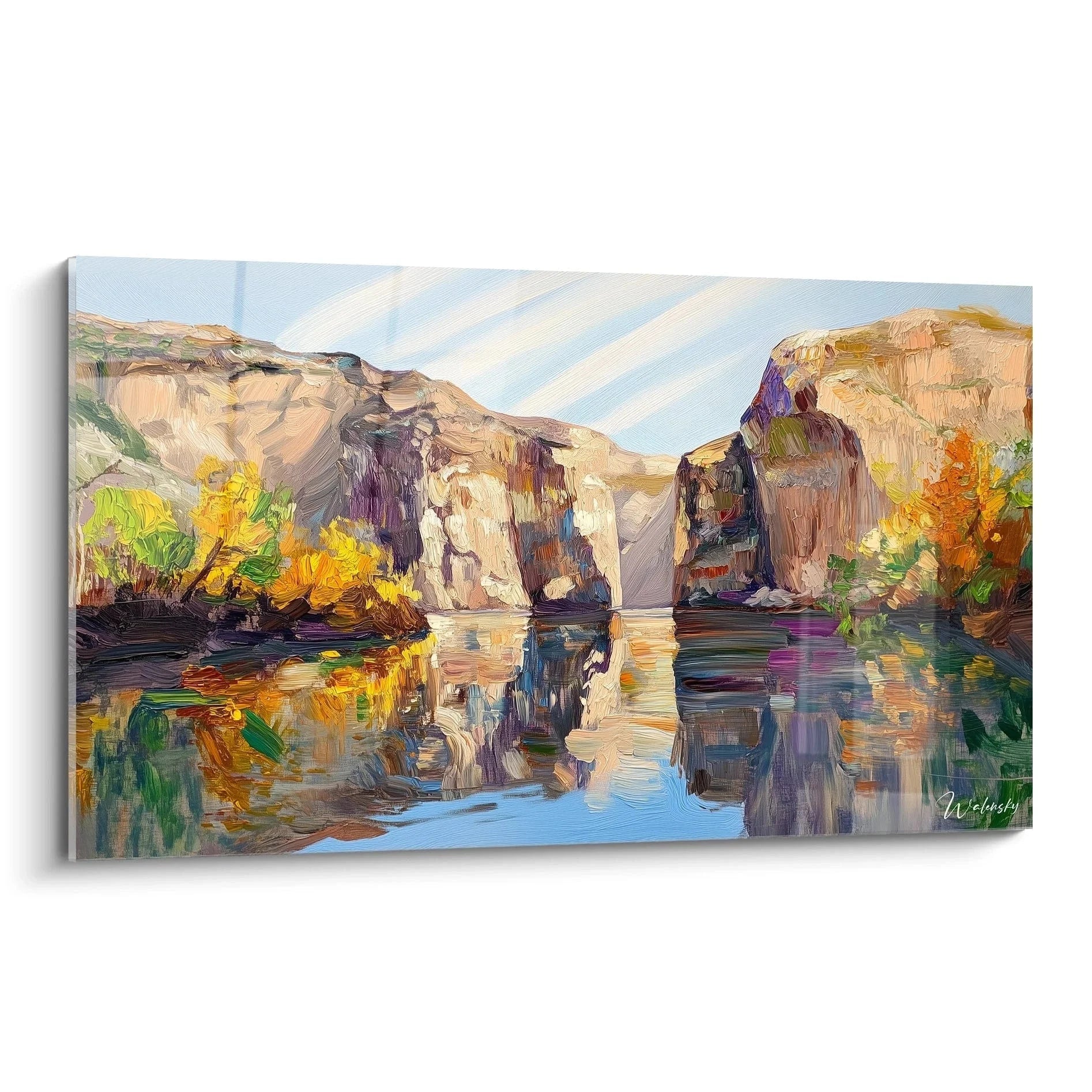 Wandbild Gebirgssee mit Canyon und Herbstspiegelung - Edition Andere Landschaften Wanddekoration