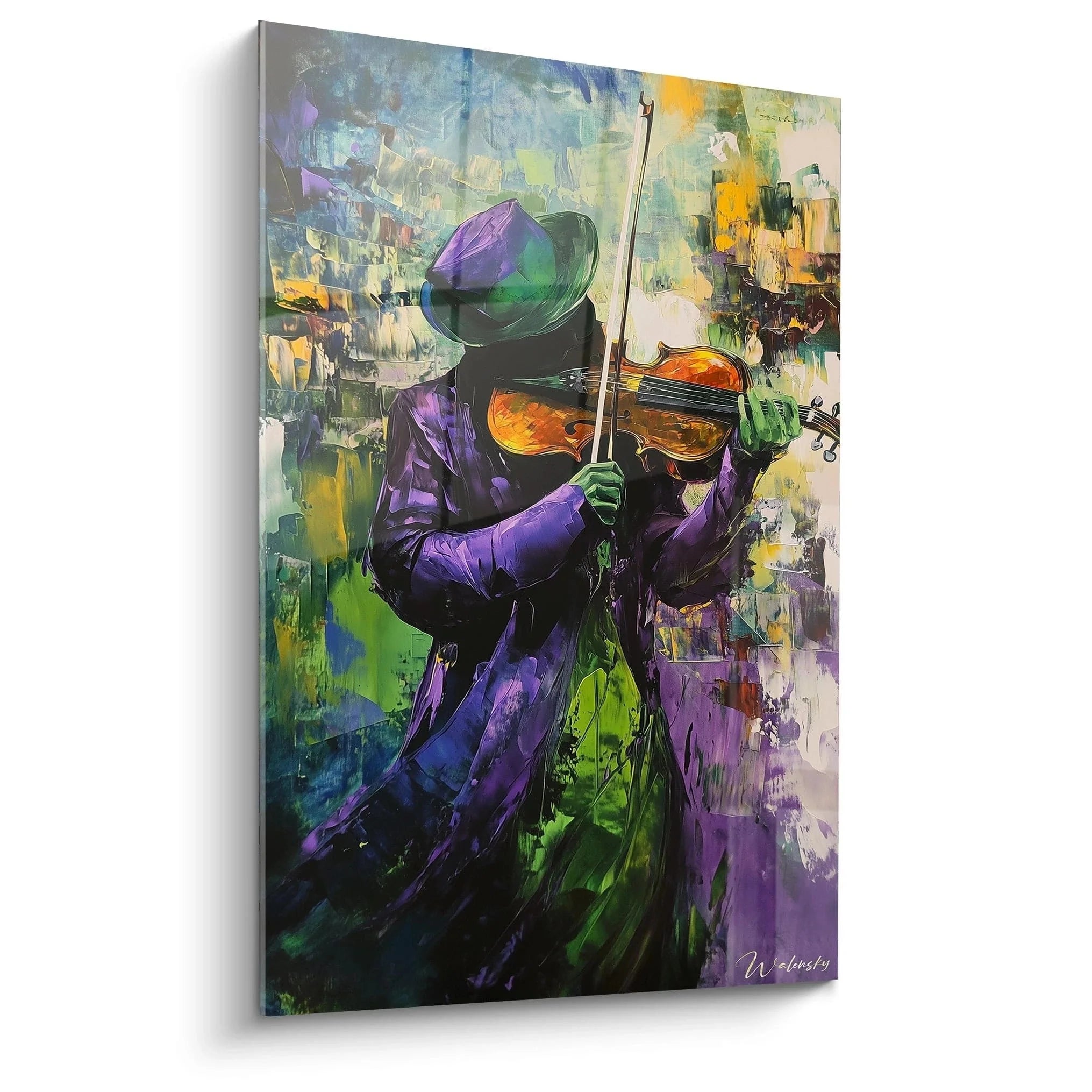 Wandbild Geiger Marc Chagall violetter Violinist mit Hut expressionistische Kunst