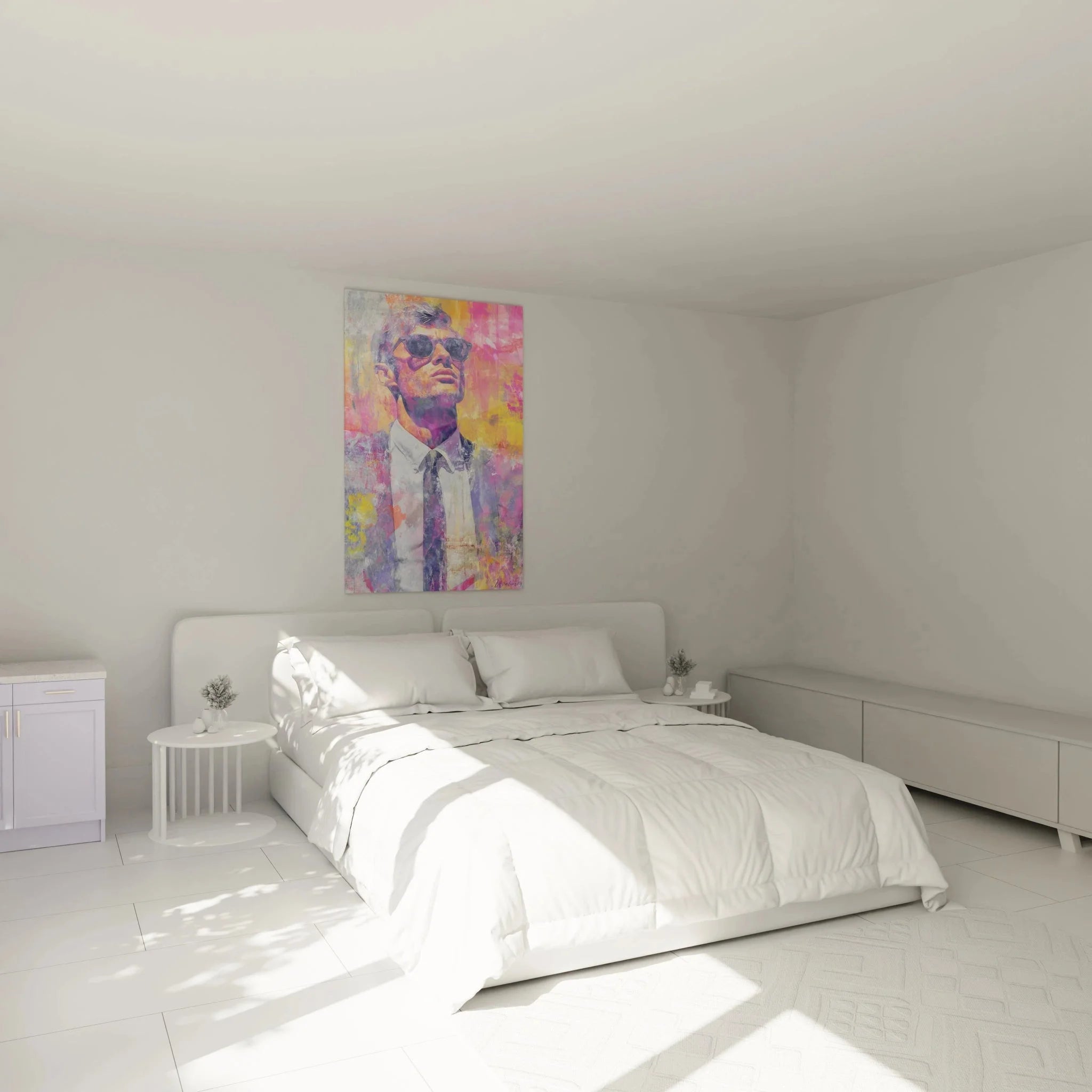 Wandbild Gentleman mit Sonnenbrille im Schlafzimmer - moderne Wanddekoration Vintage Stil