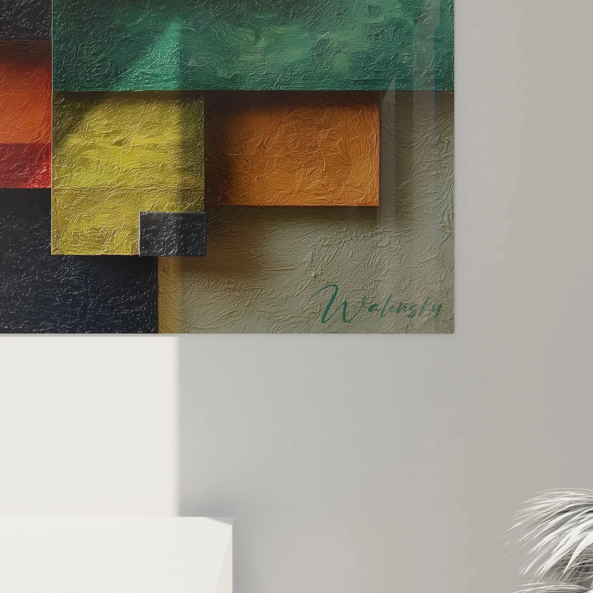 Gesamtansicht moderne Wandbild abstrakte Geometrie Edition Bauhaus dreidimensionale Kunstwerk