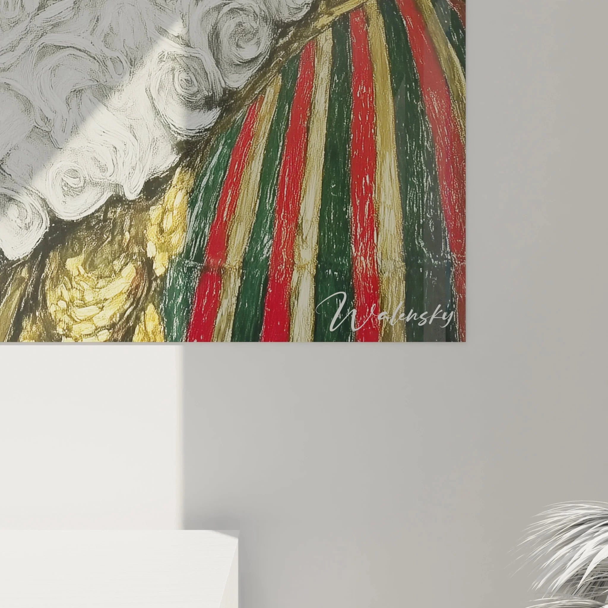 Gesamtansicht Wandbild präraffaelitisches Portrait - elegante Dame mit weißem Kragen Kunstdruck