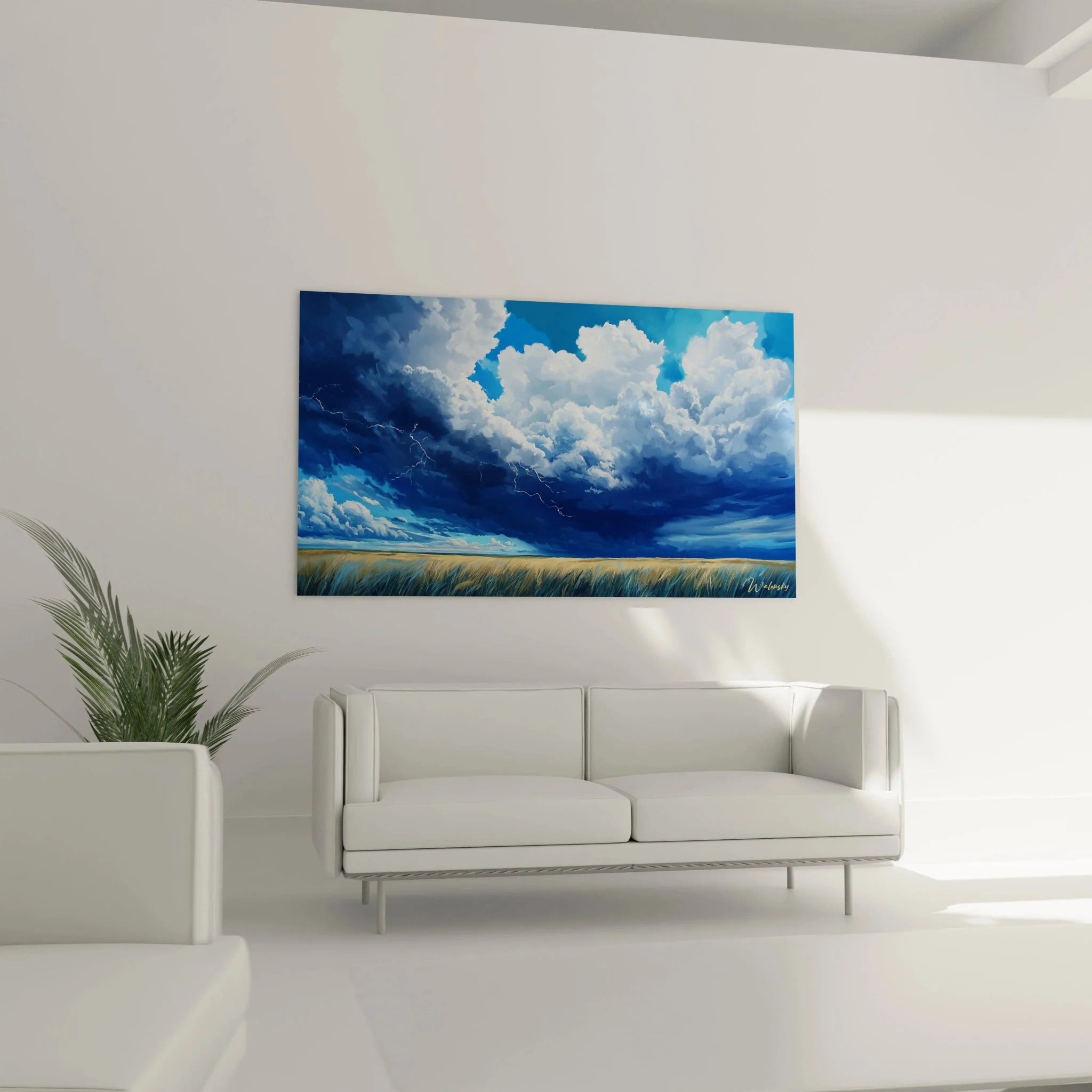Detailansicht Wandbild Gewitterwolken mit spektakulären Blitzen und Wolkenformationen