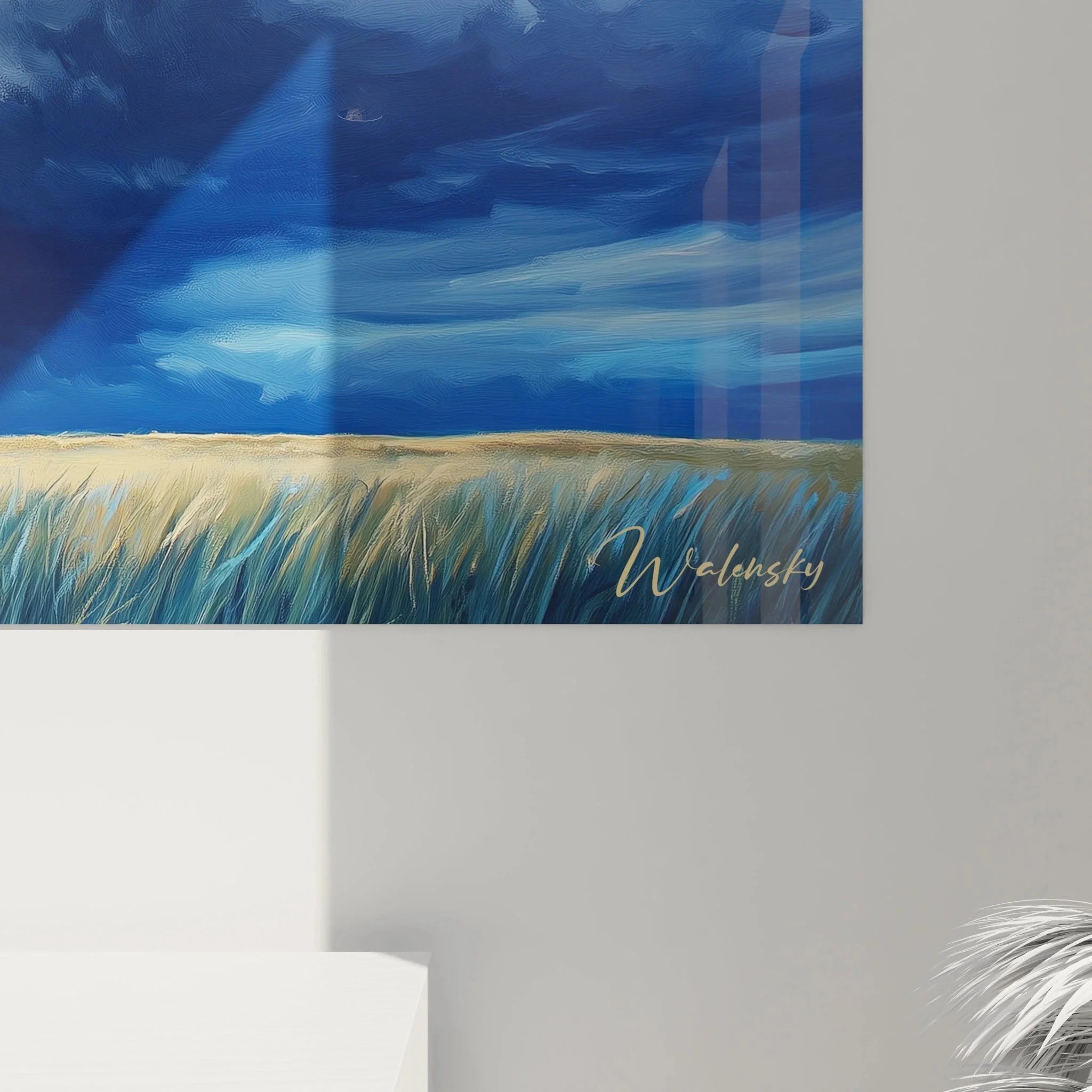 Gesamtansicht Wandbild Gewitterwolken Prärie als moderne Wanddekoration XXL