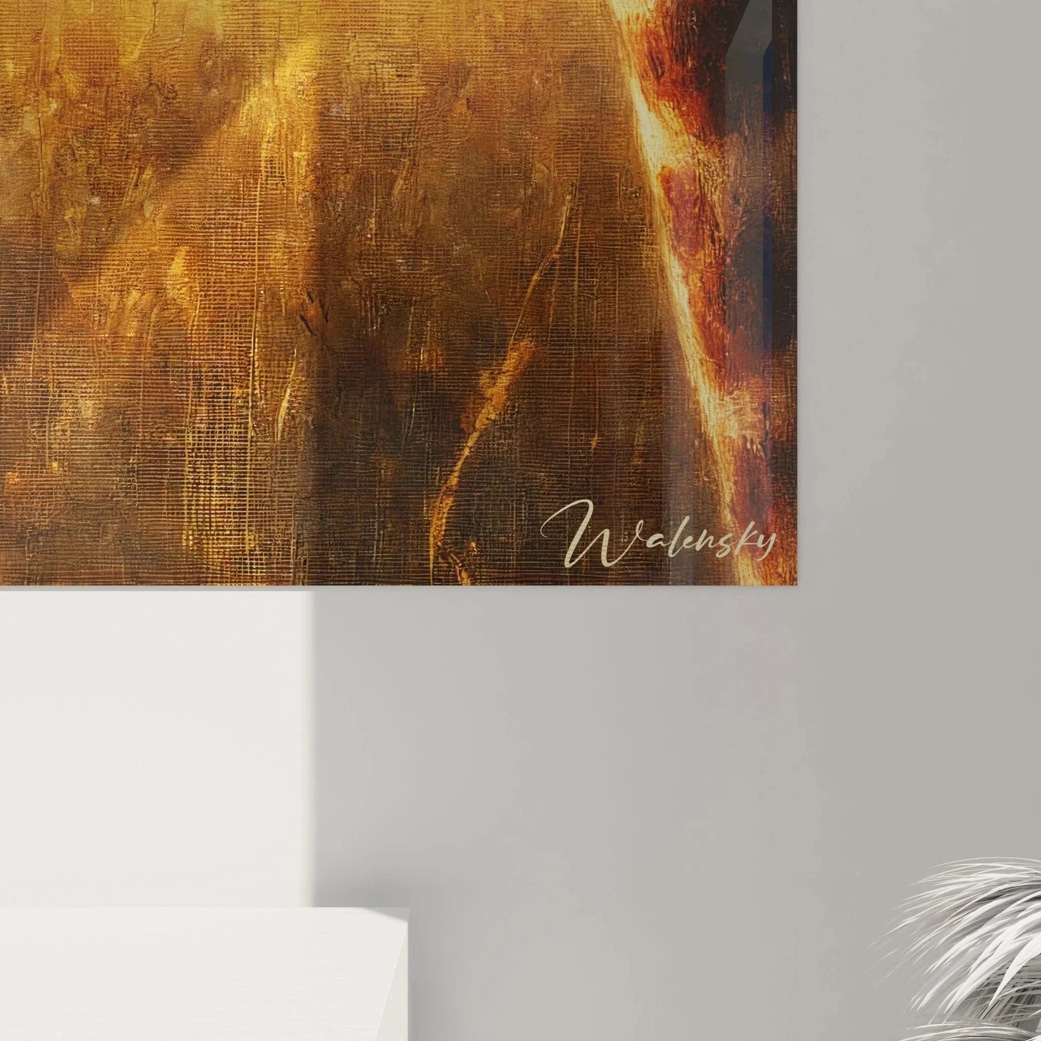 Gesamtansicht Wandbild Giraffe Savanne - komplette Darstellung des XXL Tier Kunstdrucks