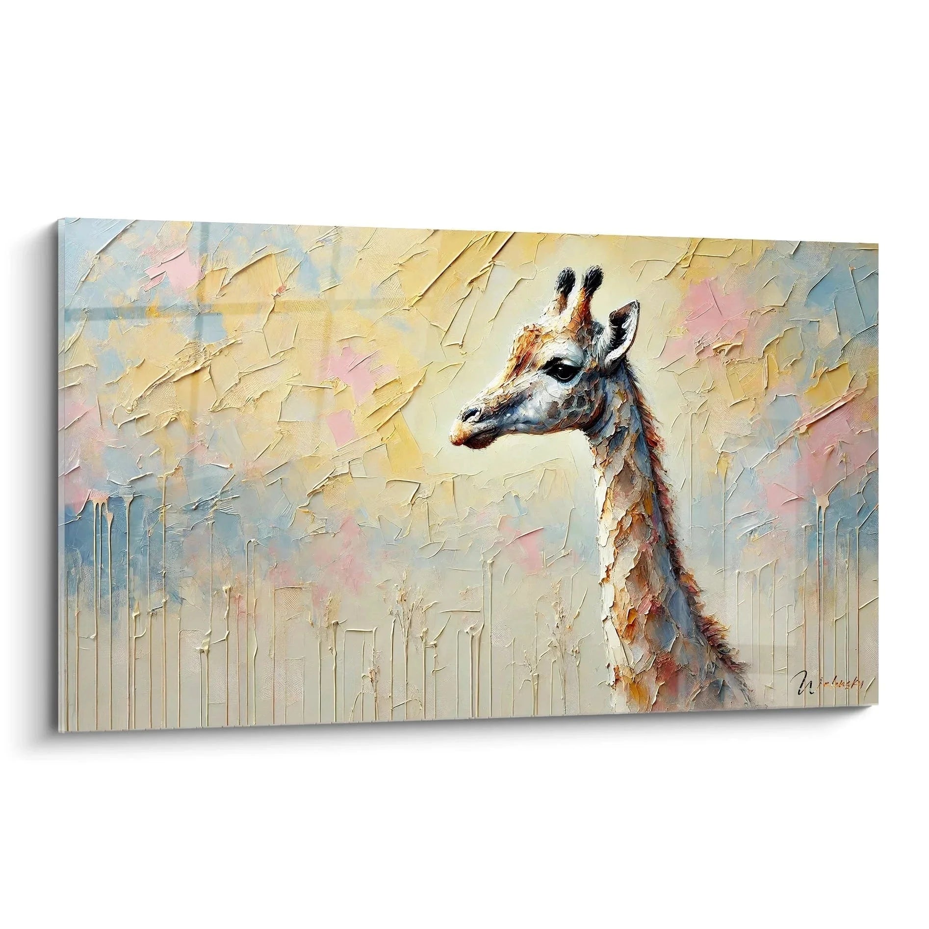 Wandbild Giraffe mit Textur in warmen Erdtönen für moderne Wanddekoration