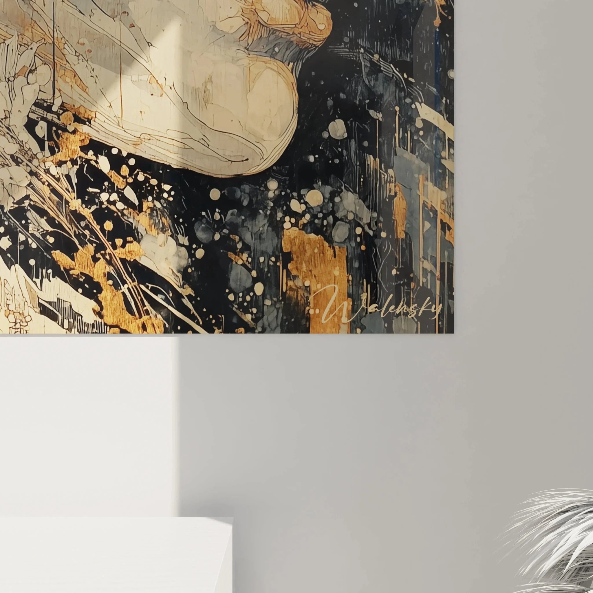 Gesamtansicht Wandbild Gotik Frau Blumen - Premium Kunstdruck für moderne Wohnraumgestaltung