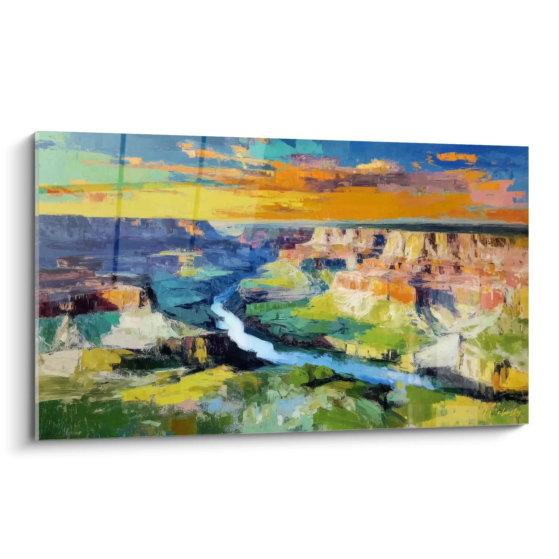 Wandbild Grand Canyon Sonnenuntergang mit leuchtenden Farben - Edition Schluchten und Canyons Kunstdruck