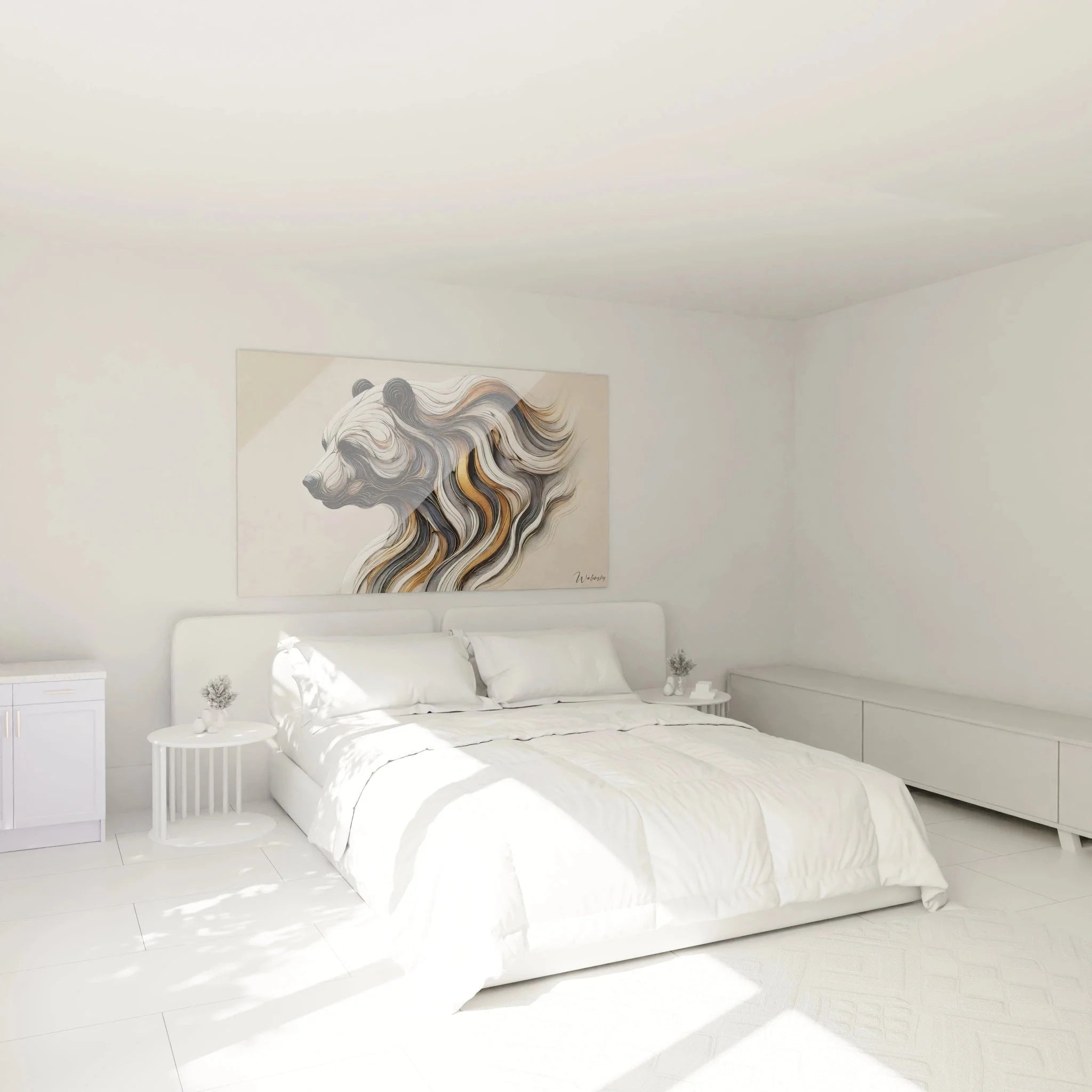 Modernes Wandbild Grizzlybär abstrakt als stilvolle Schlafzimmer Dekoration an der Wand