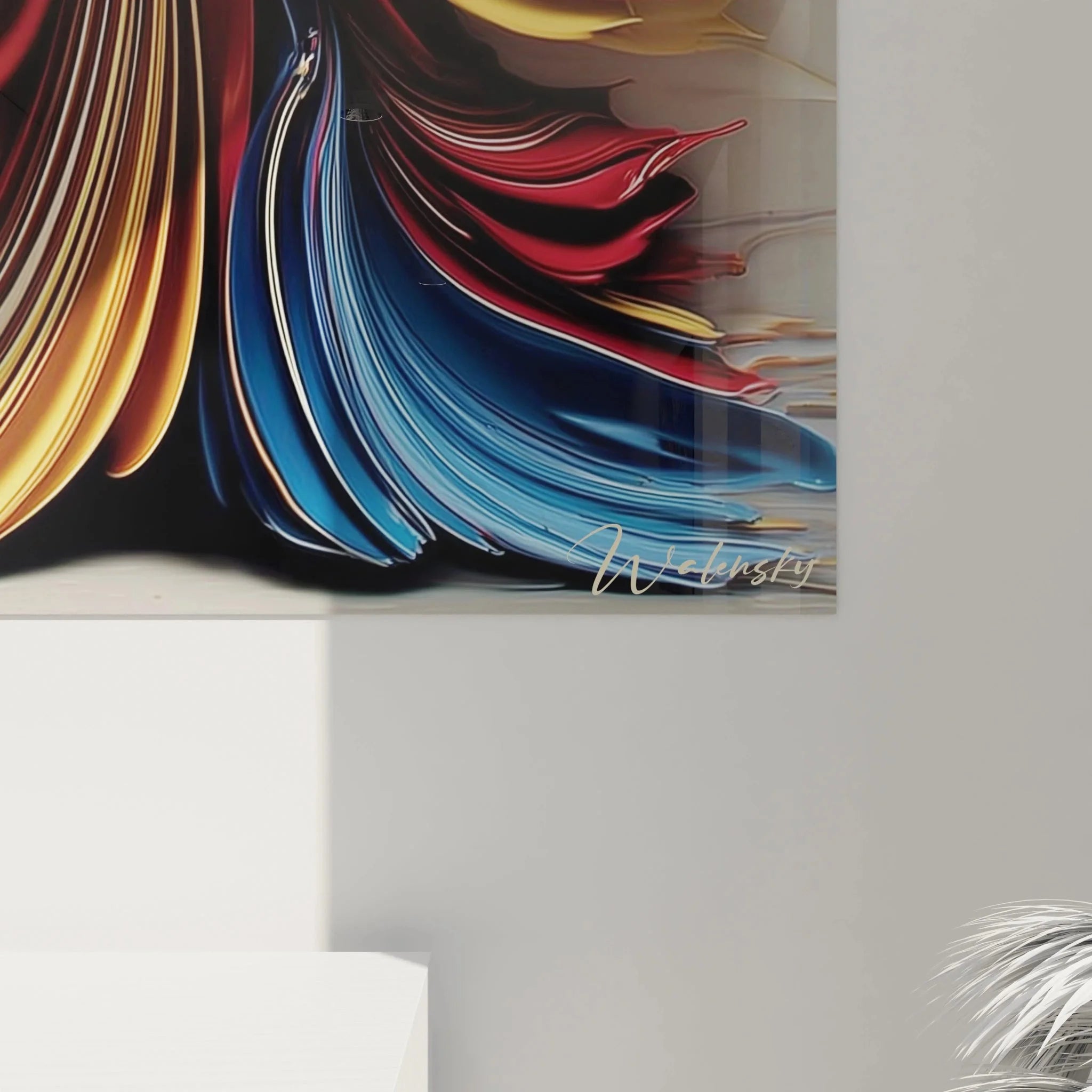 Gesamtansicht Wandbild Haute Couture Tänzerin mit wirbelnden Bewegungslinien