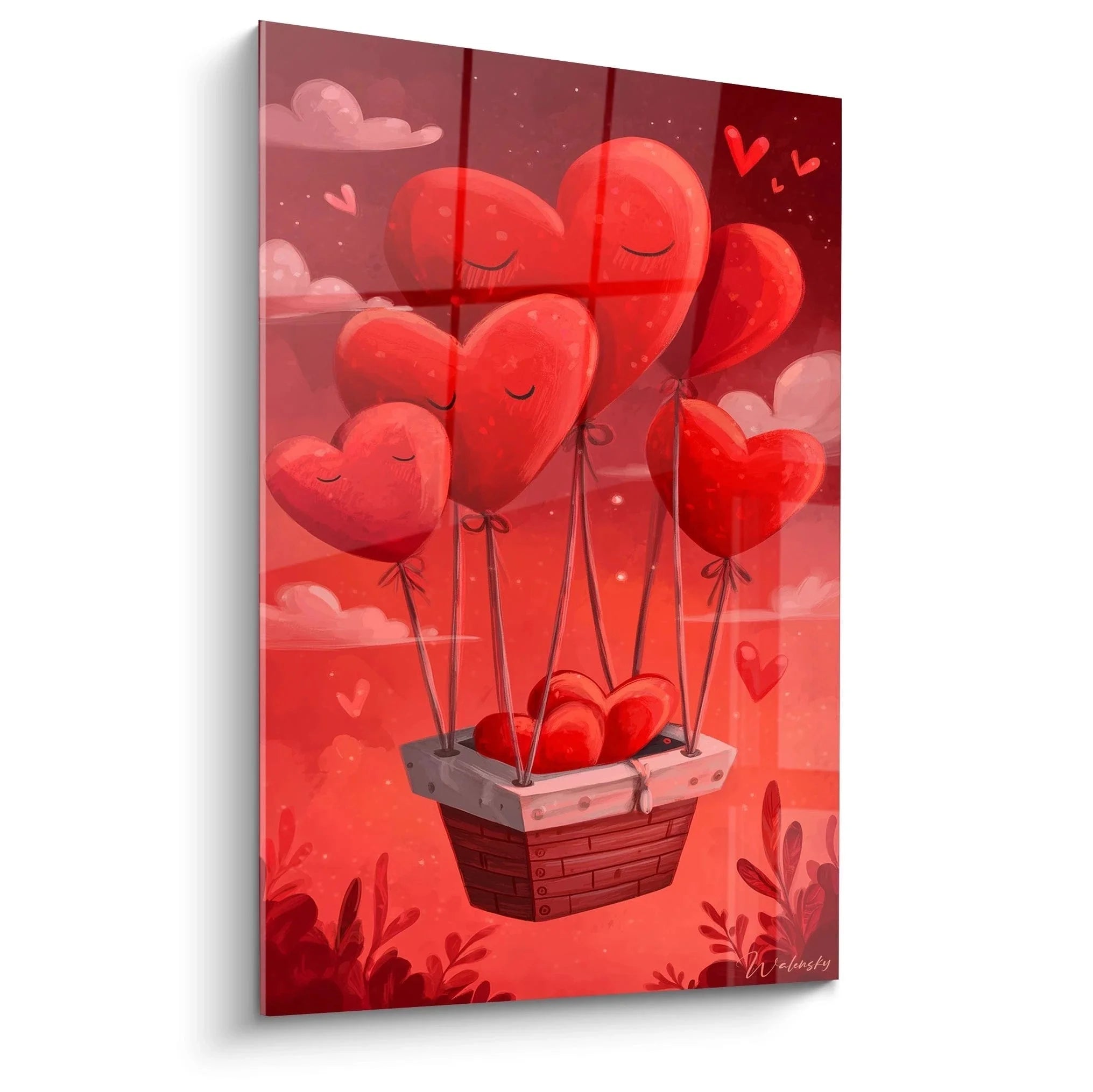 Wandbild Herzballon Heißluftballon romantisch rot Valentinstag Liebesdekoration