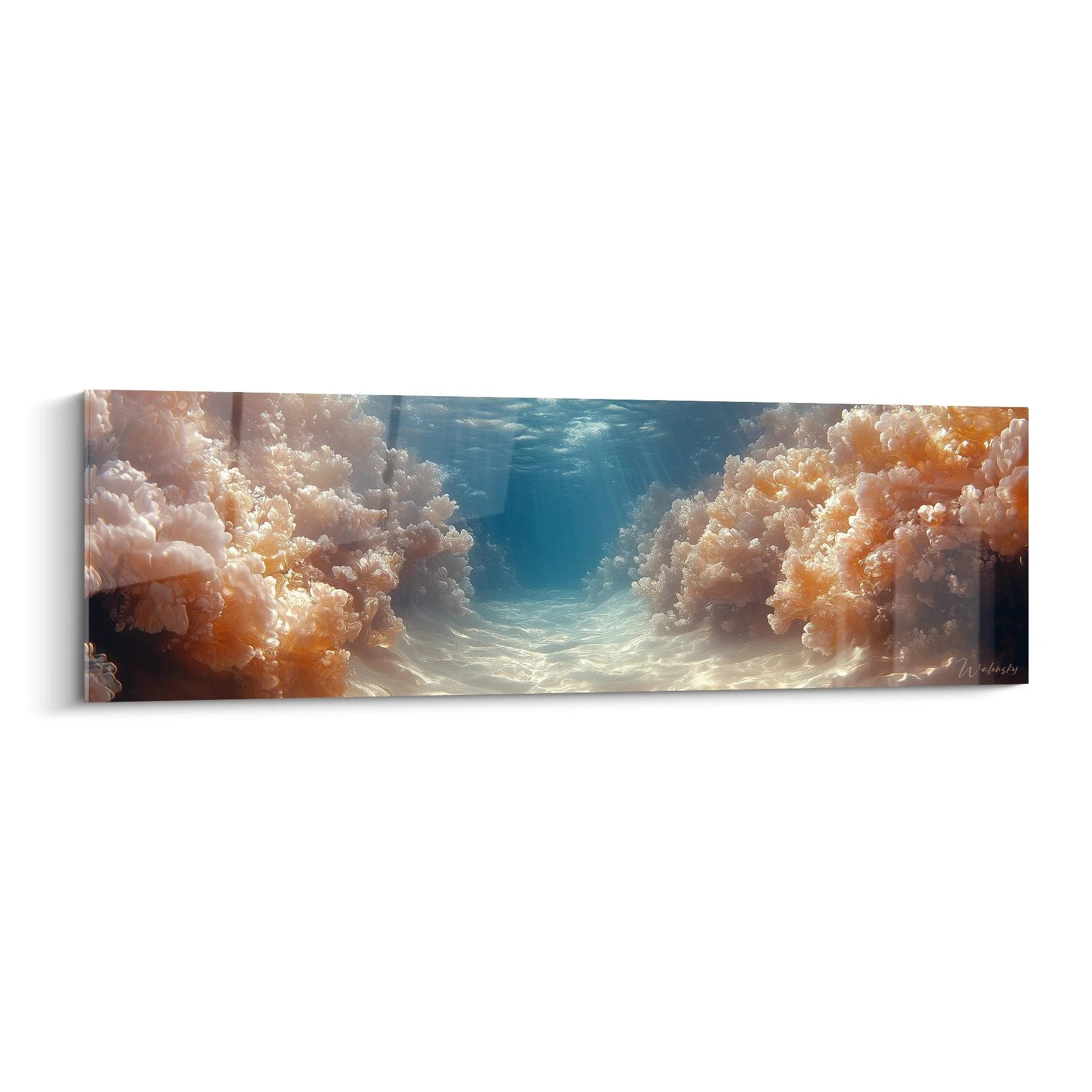 Wandbild Himmelswolken in Orange und Blau mit dramatischen Wolkenformationen