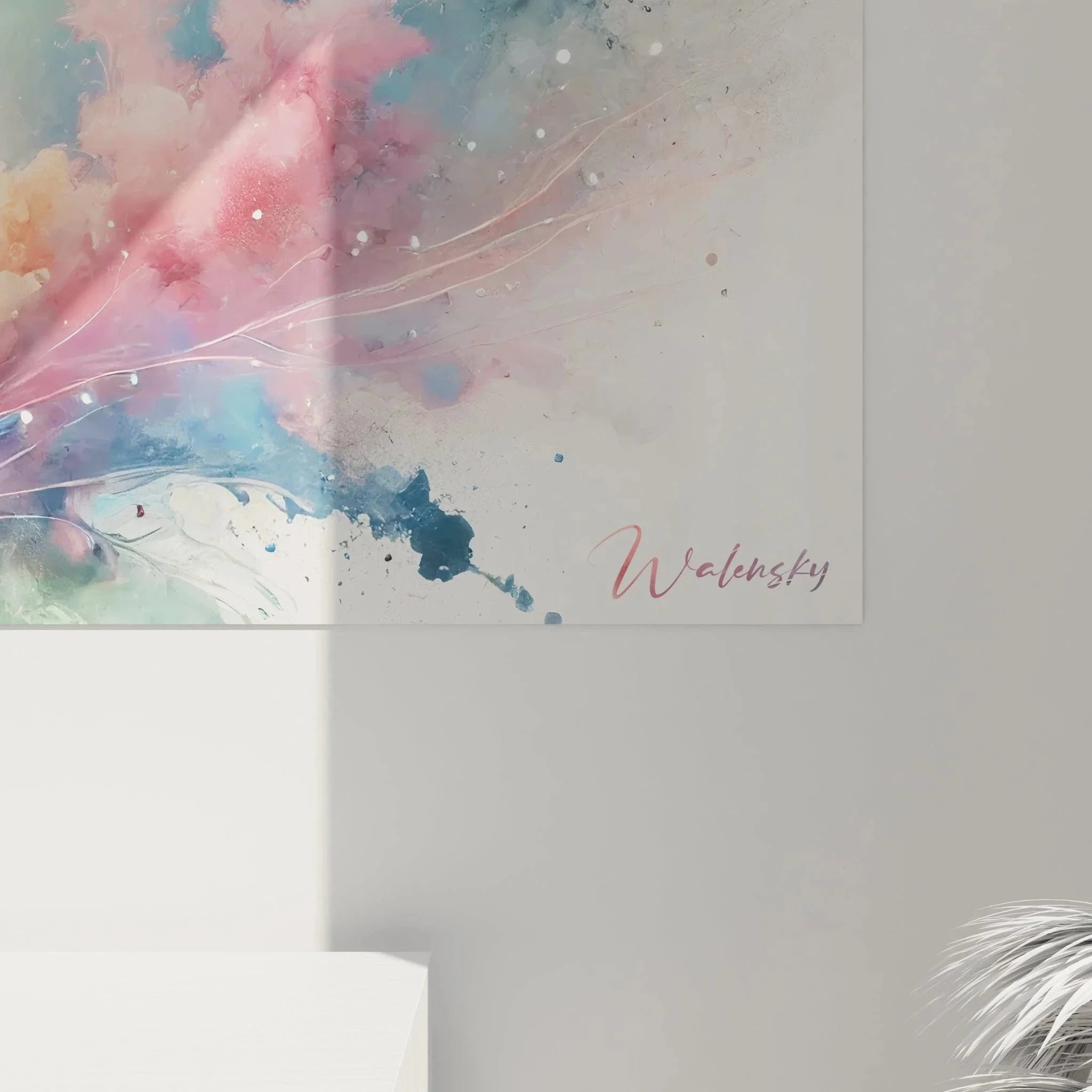 Gesamtansicht Wandbild Hirsch Aquarell - komplette Darstellung des kosmischen Hirsch Kunstwerks XXL