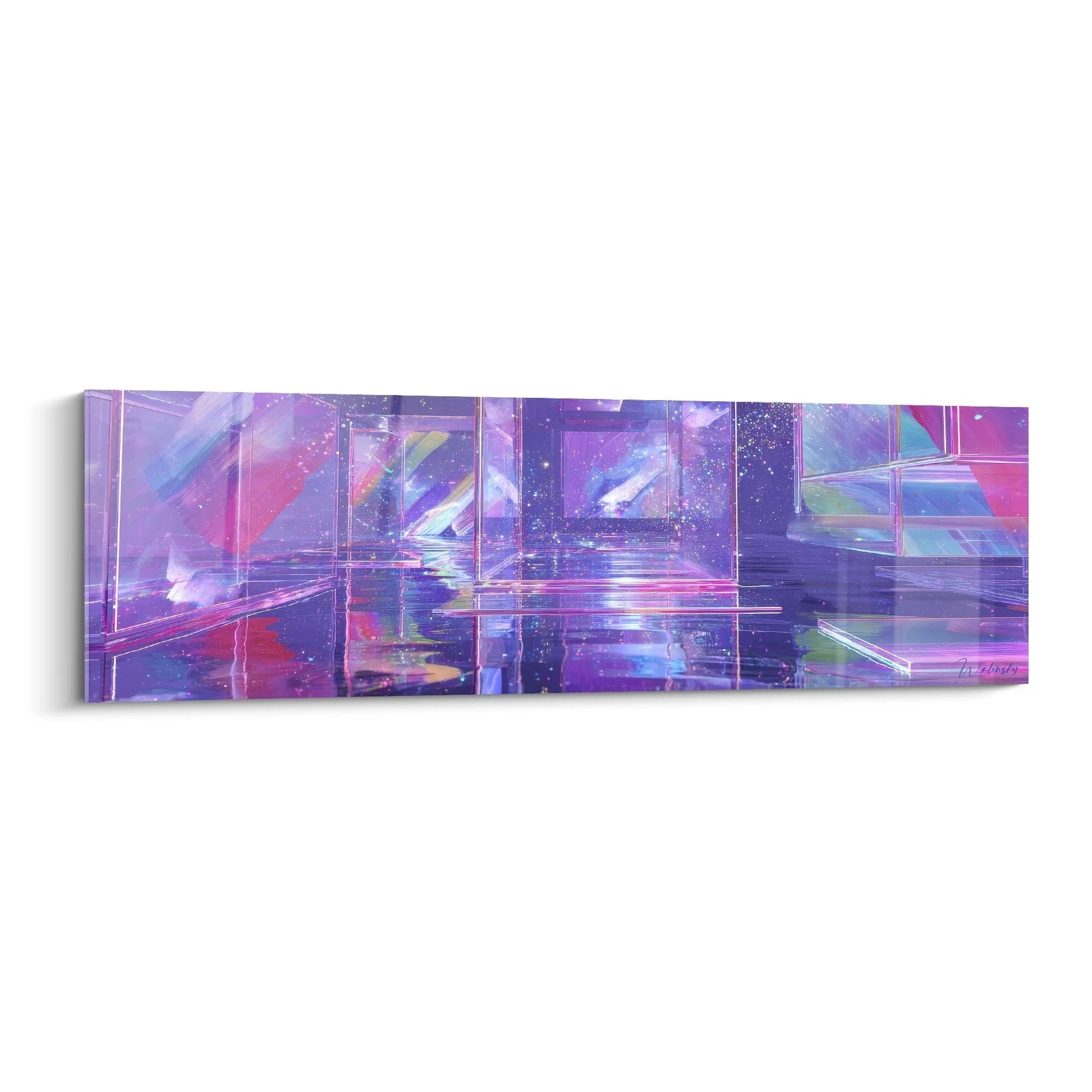 Wandbild Hologramm Architektur mit violetten digitalen Strukturen - Edition Abstrakter Futurismus