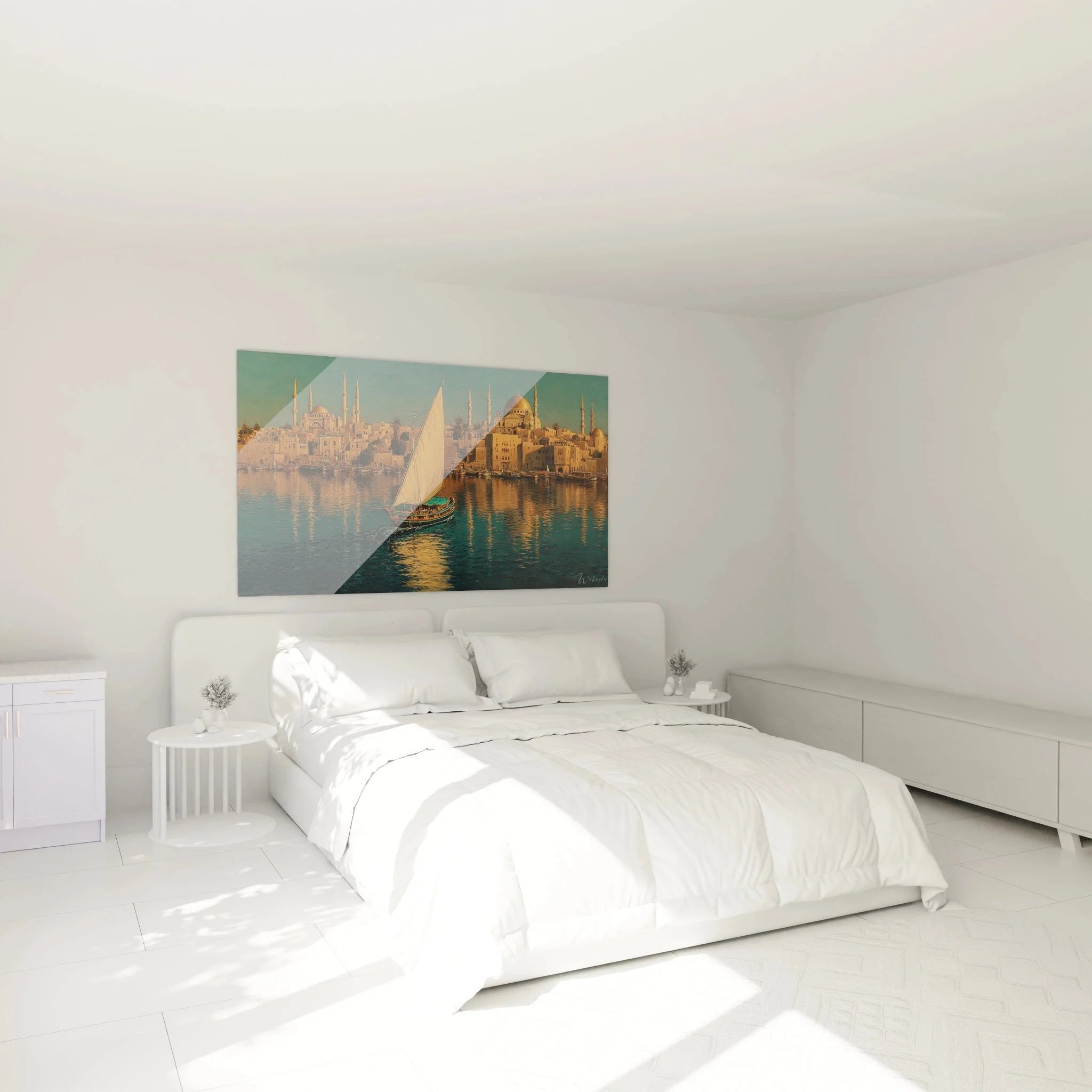 Wandbild Istanbul Orientalismus in Schlafzimmer Ambiente mit warmem Licht