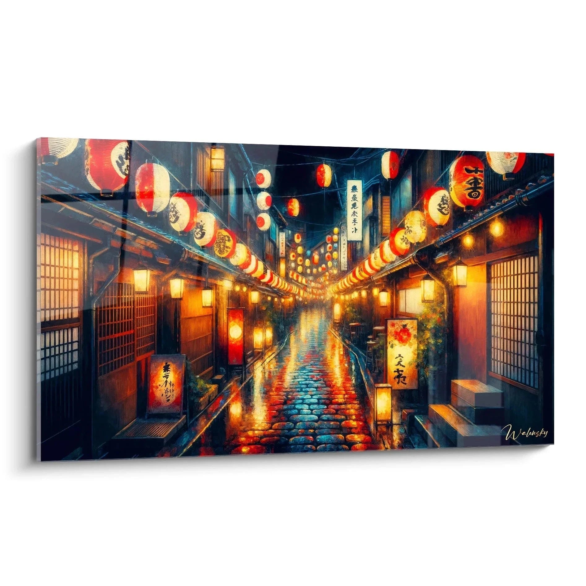 Wandbild japanische Straße mit roten Laternen und traditioneller Architektur Edition Japan