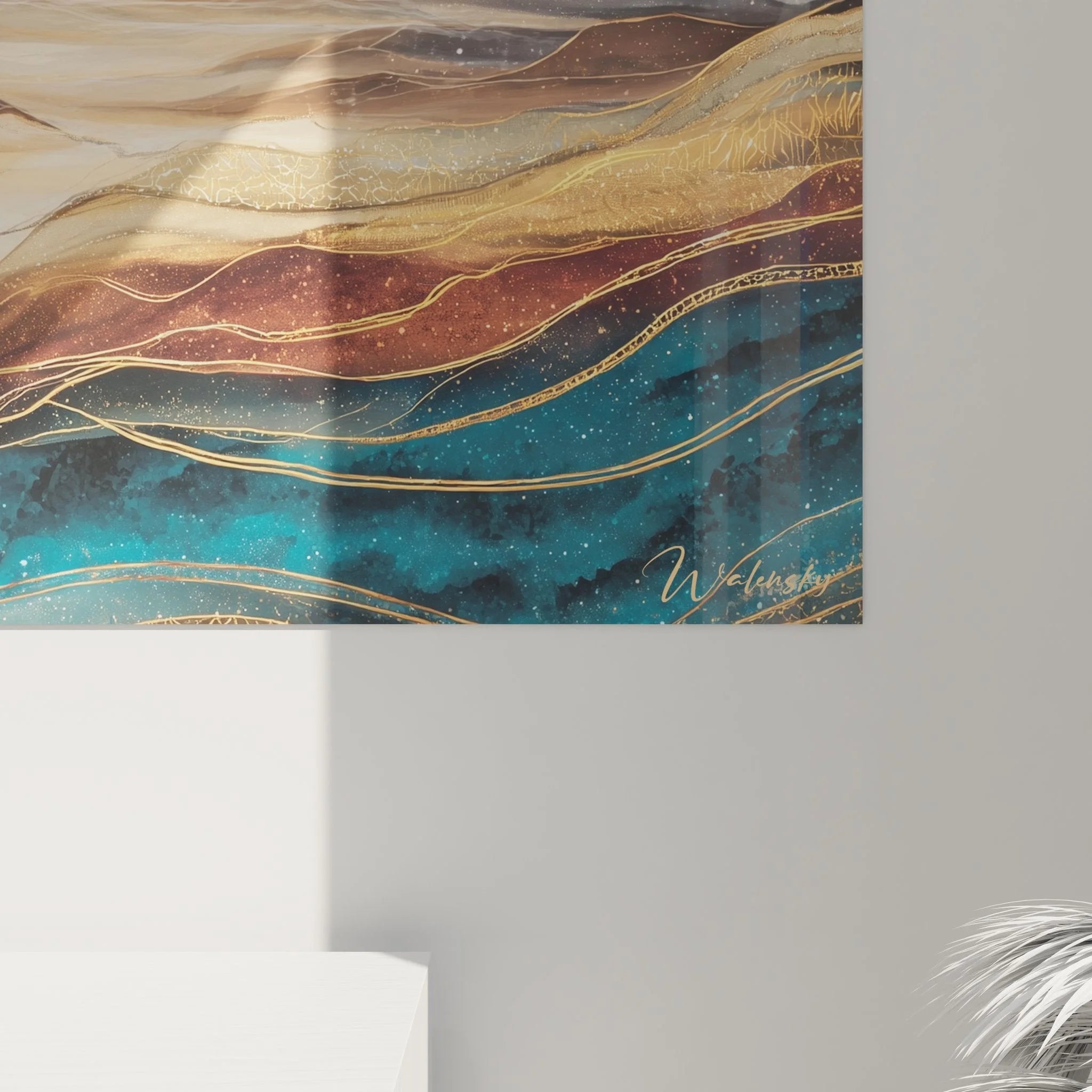 Gesamtansicht Wandbild Kamelkarawane Wüste - panoramaformat orientalische Wandkunst