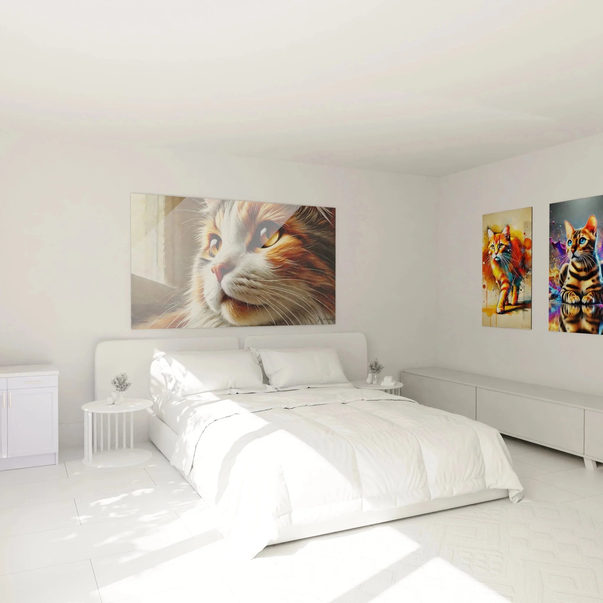 Wandbild Katze XXL im Schlafzimmer - bernsteinfarbene Augen Portrait als moderne Wanddeko