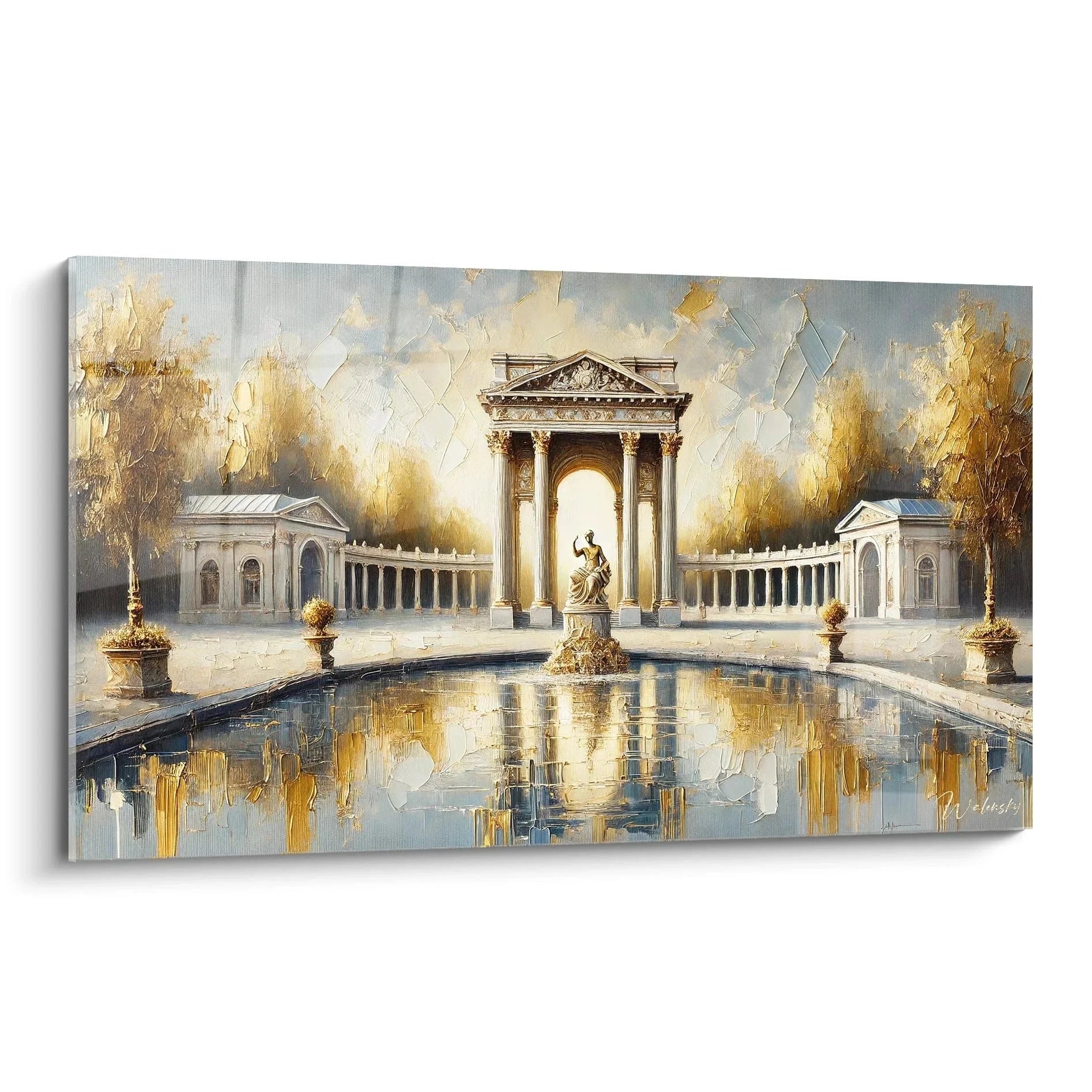 Wandbild klassische Palastarchitektur mit Triumphbogen und goldenen Akzenten - Edition Spanien Kunstdruck