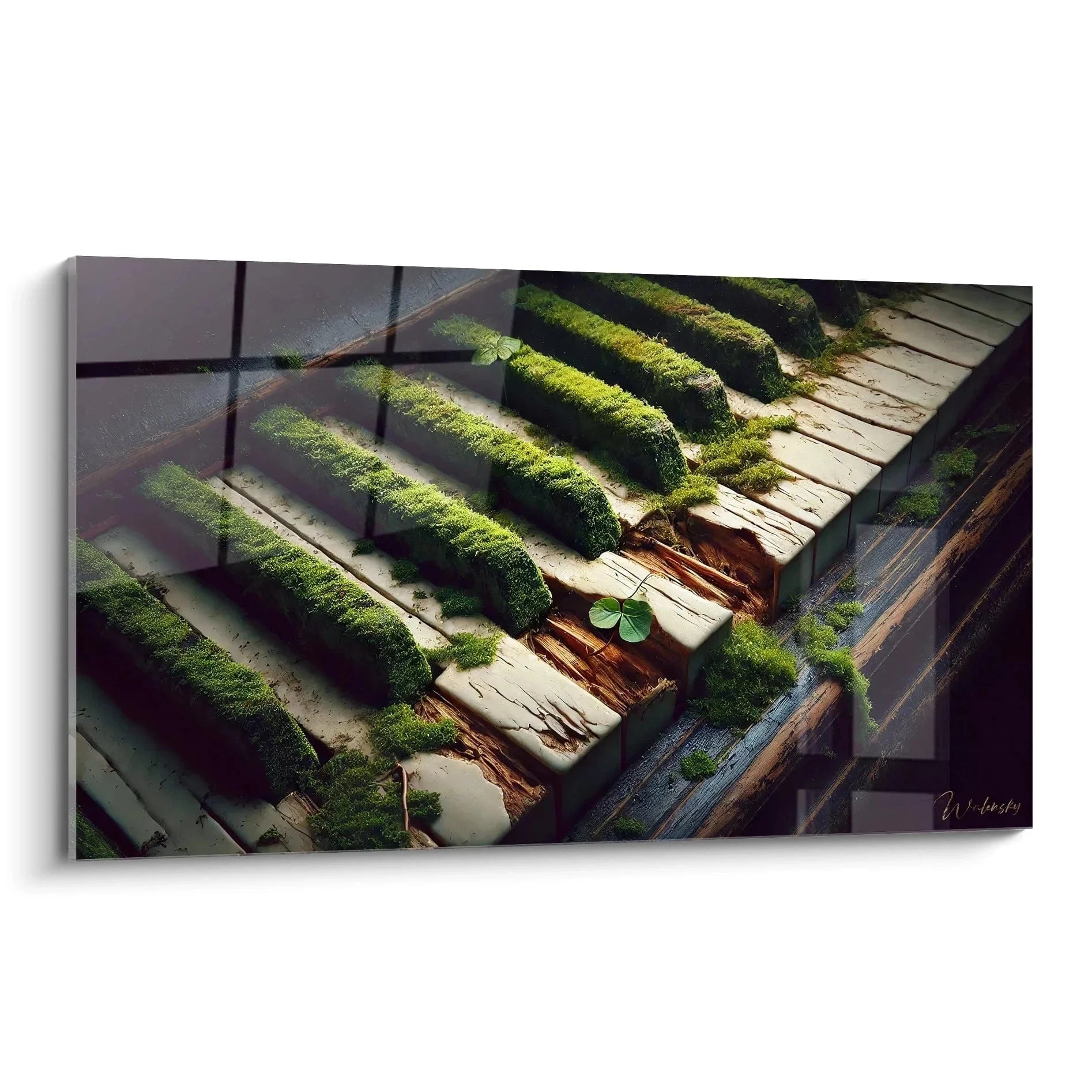 Wandbild verwunschenes Klavier mit Moos - abstrakte Musikkunst Edition Musik