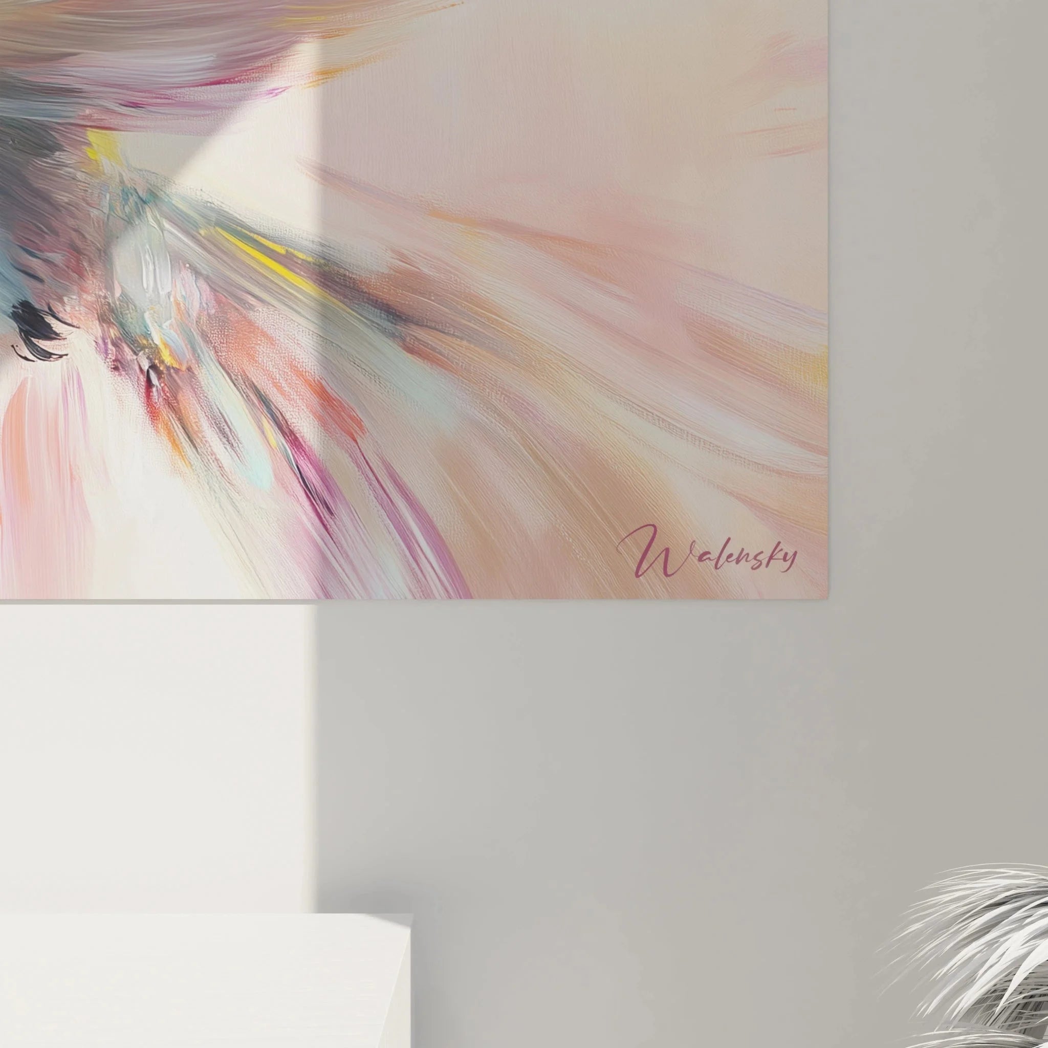 Gesamtansicht Wandbild Kolibri Edition zeigt Panoramaformat mit impressionistischer Maltechnik