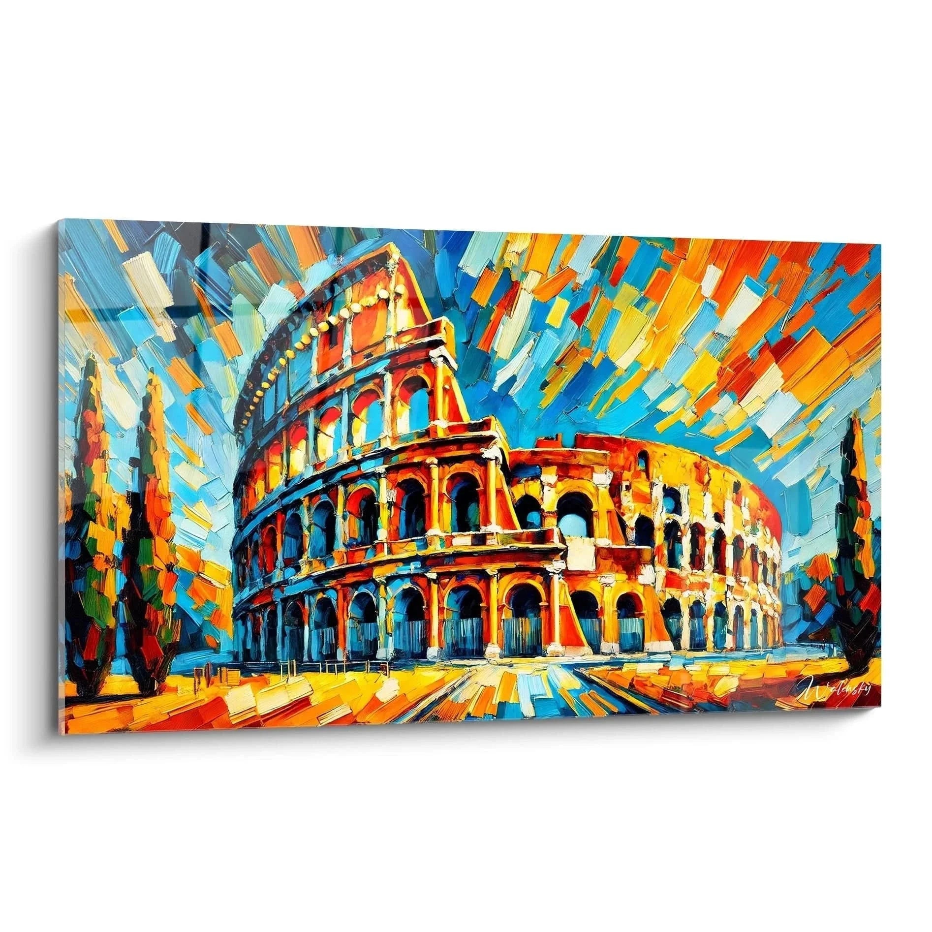 Wandbild Kolosseum Rom Fauvismus Stil mit explosiven Farben und dynamischen Pinselstrichen