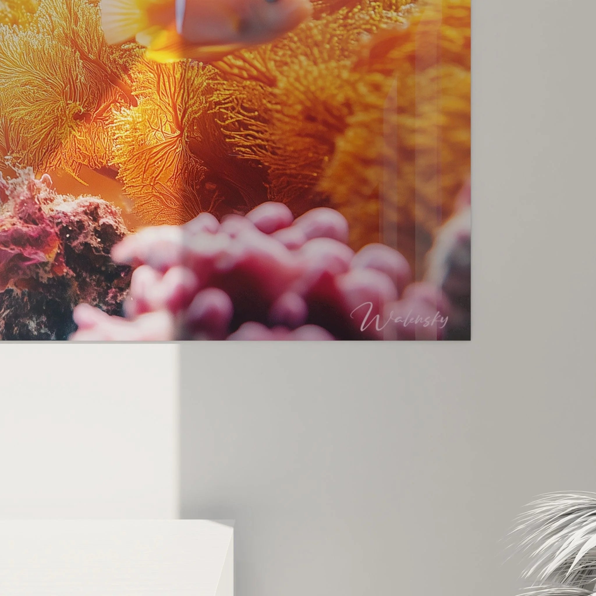 Gesamtansicht Wandbild Korallenfische - komplette tropische Unterwasserlandschaft mit Korallenriff