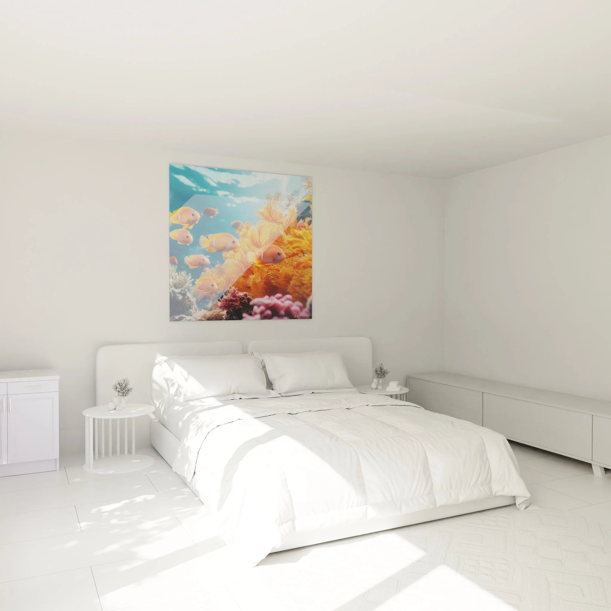 Wandbild Korallenfische im Schlafzimmer - tropische Unterwasserwelt als maritime Wanddekoration