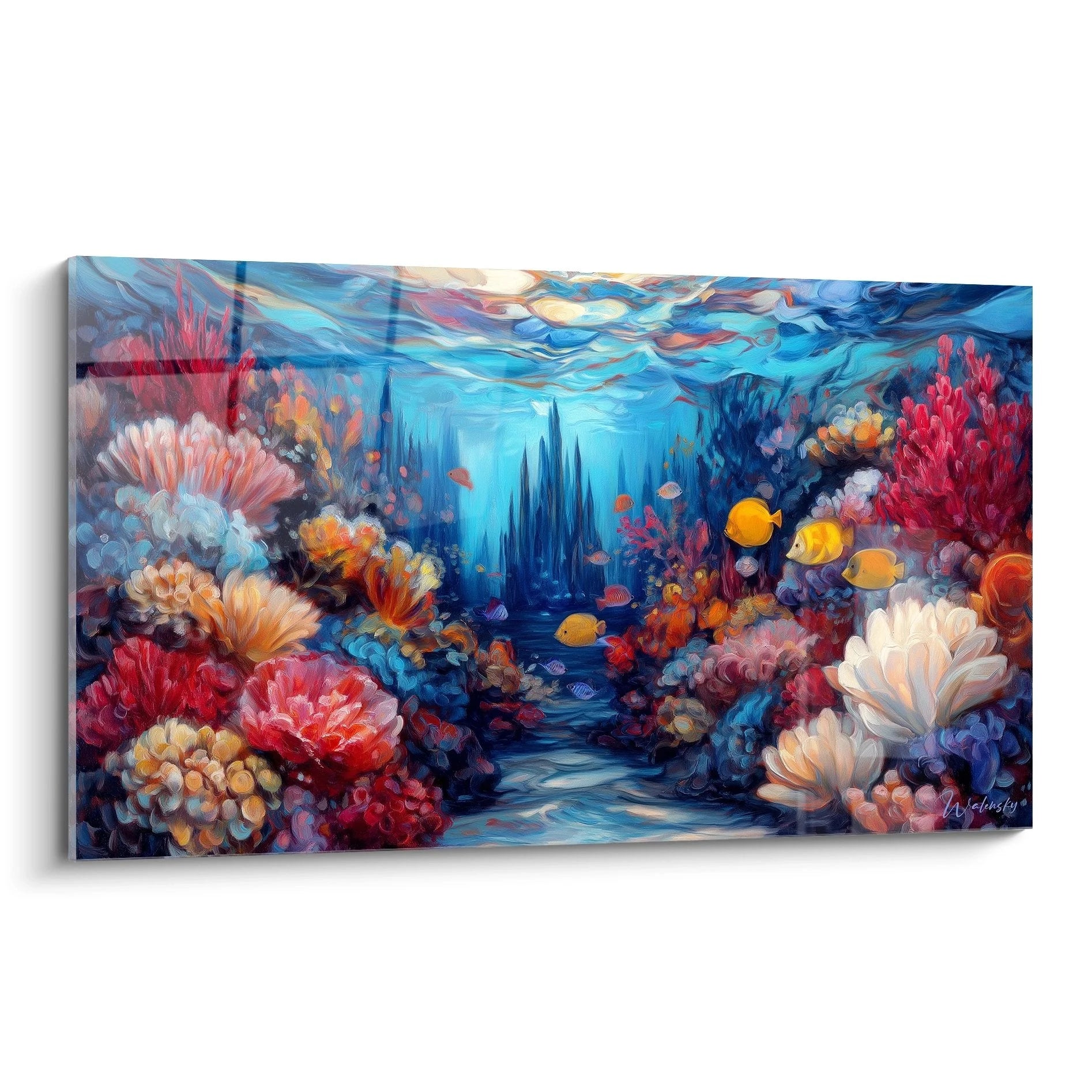 Wandbild Korallenriff Unterwasserwelt mit bunten Korallen und tropischen Fischen