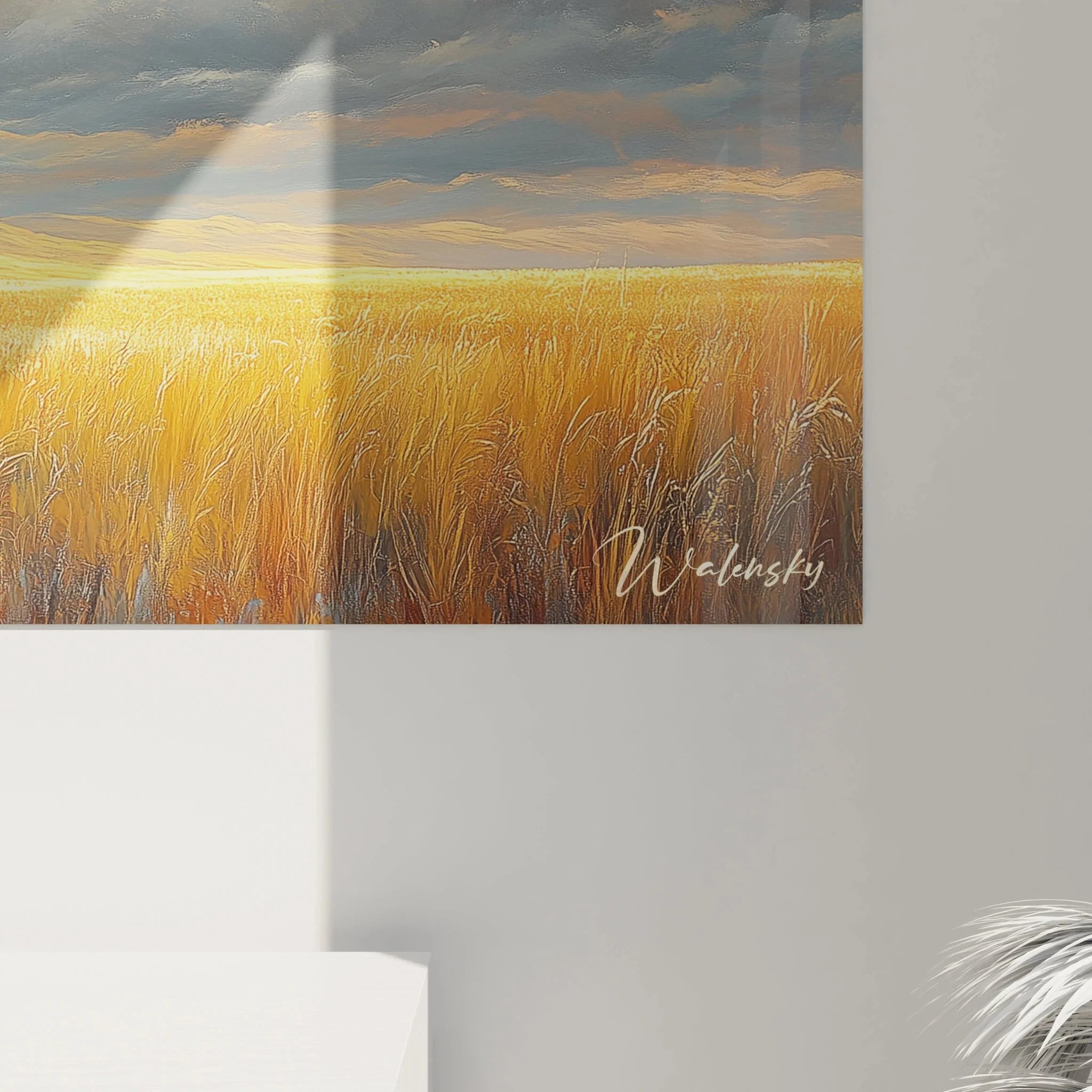 Gesamtansicht Wandbild Kornfeld Scheune - komplette rustikale Landschaft Darstellung XXL Format