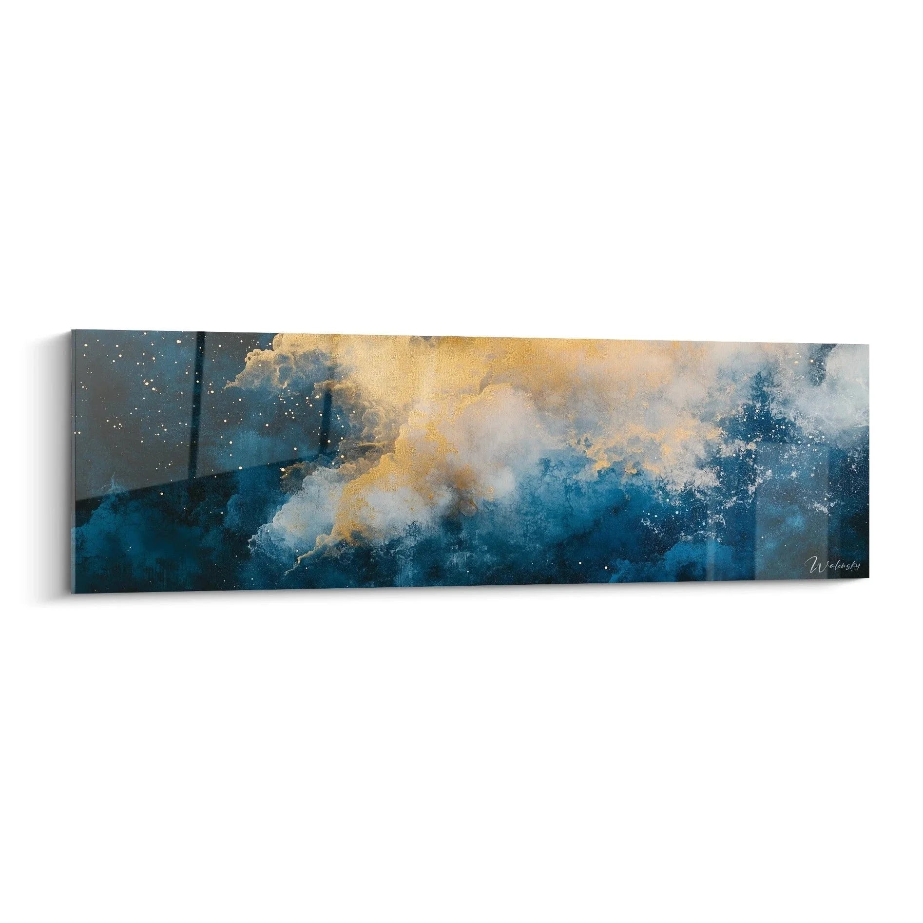 Wandbild kosmischer Nebel abstrakt in Blau und Gold - Edition Expressionismus Wolkenformation