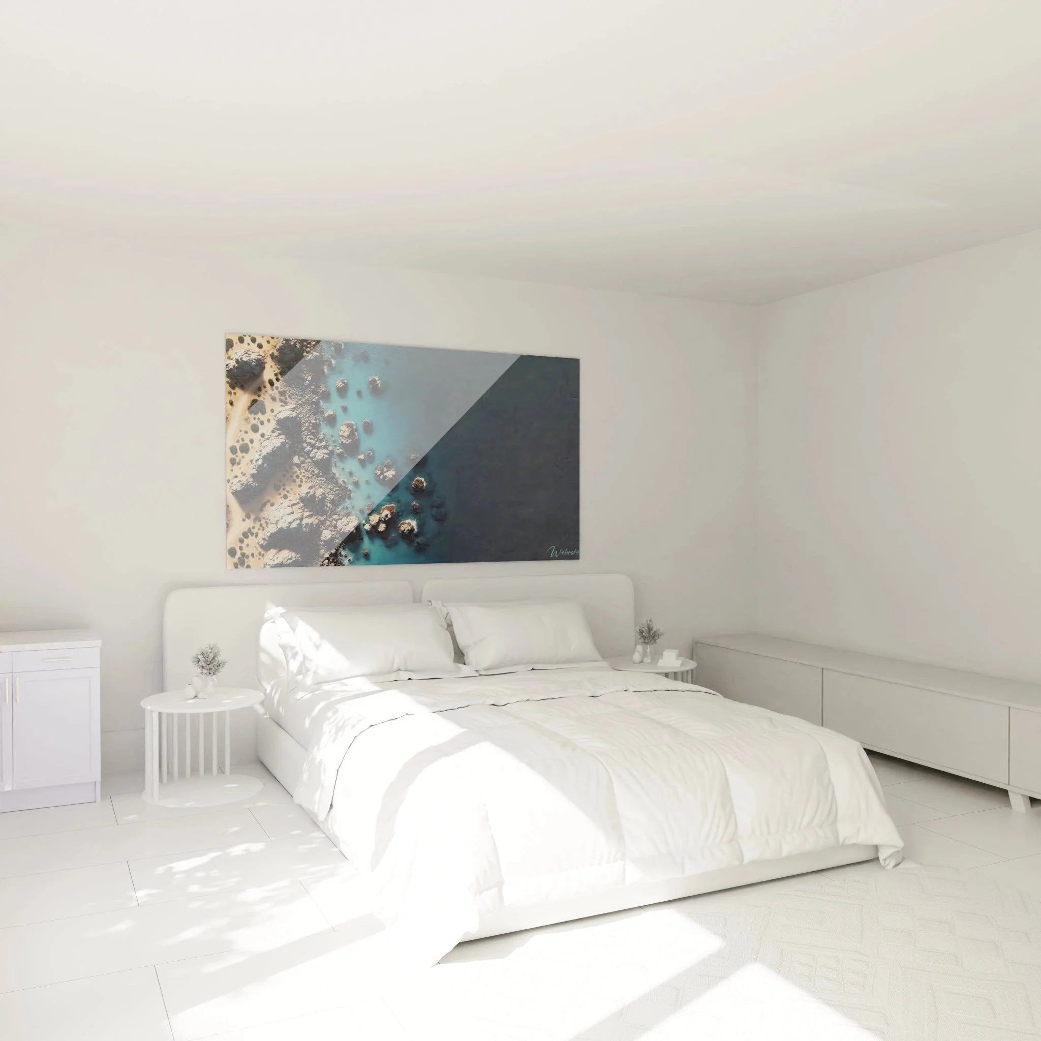 Wandbild Küstenlandschaft Drohnenaufnahme als moderne Schlafzimmer Wanddekoration maritime Atmosphäre