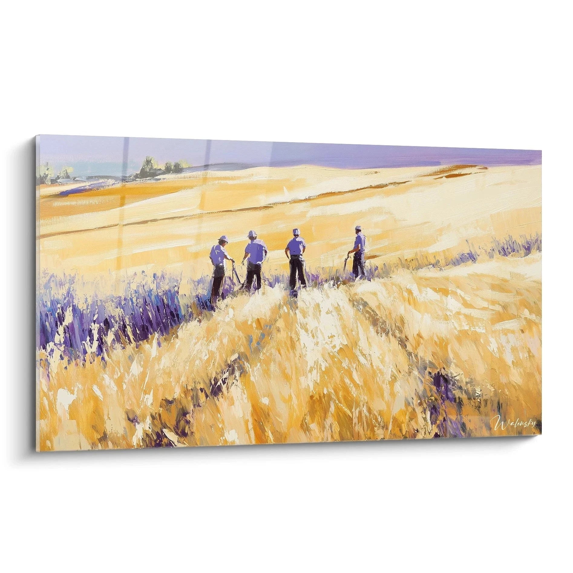 Wandbild Landarbeiter im Kornfeld von Pissarro mit vier Arbeitern auf goldenem Weizenfeld