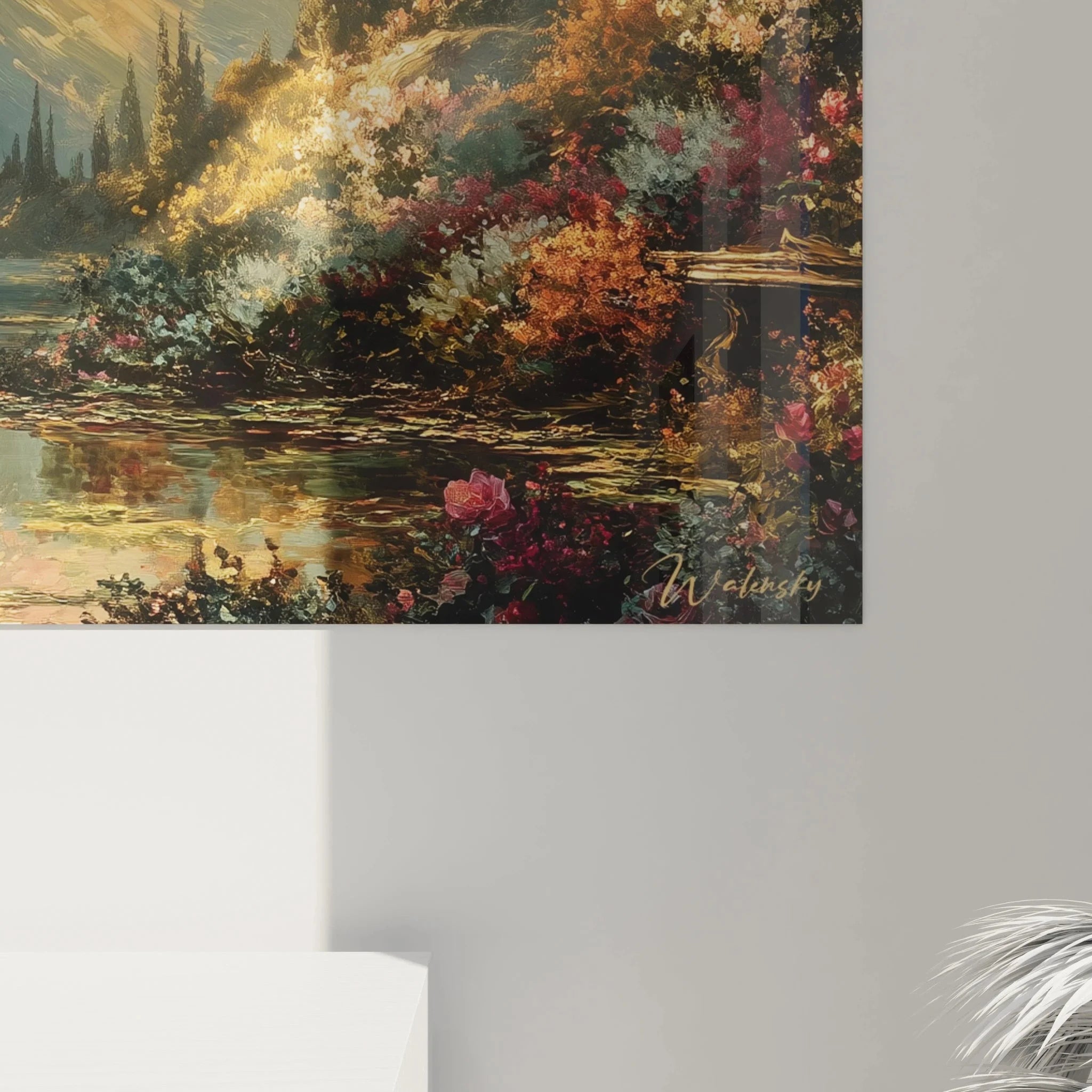 Gesamtansicht Wandbild dramatische Landschaft mit Wasserspiegelung und Herbstfarben Edition Gotik