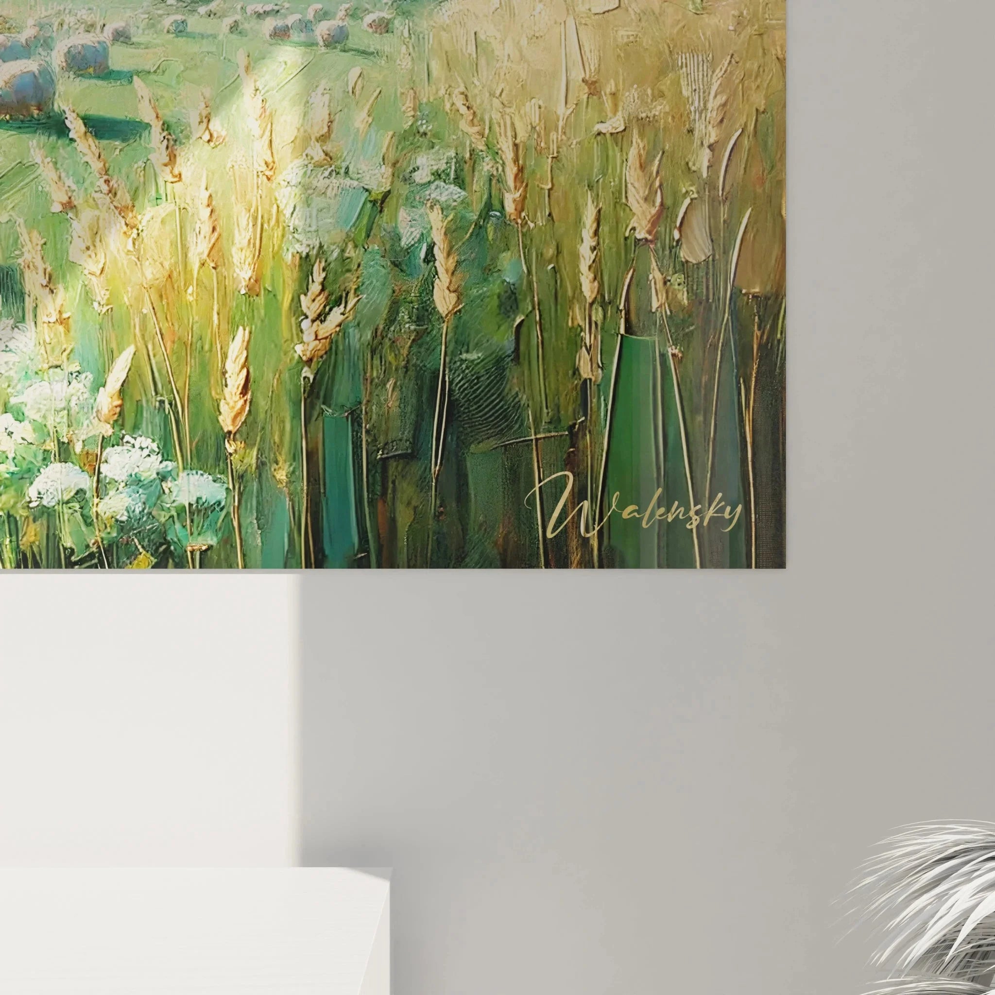 Gesamtansicht Wandbild Landschaft mit Schafherde - XXL Leinwandbild Natur Wohnraumdekoration