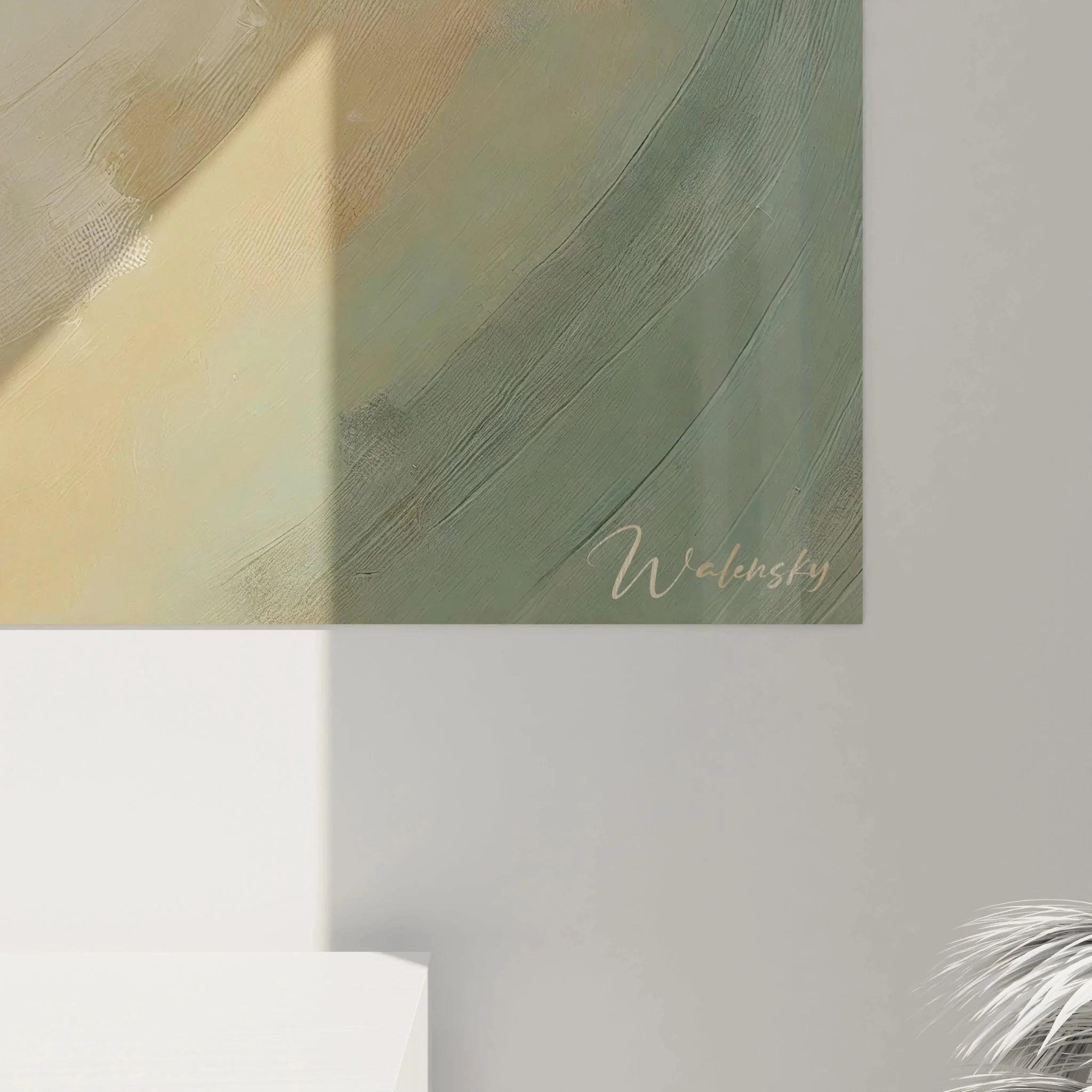 Gesamtansicht Wandbild Lebensbaum Harmony, moderne Wanddekoration in neutralen Farbtönen