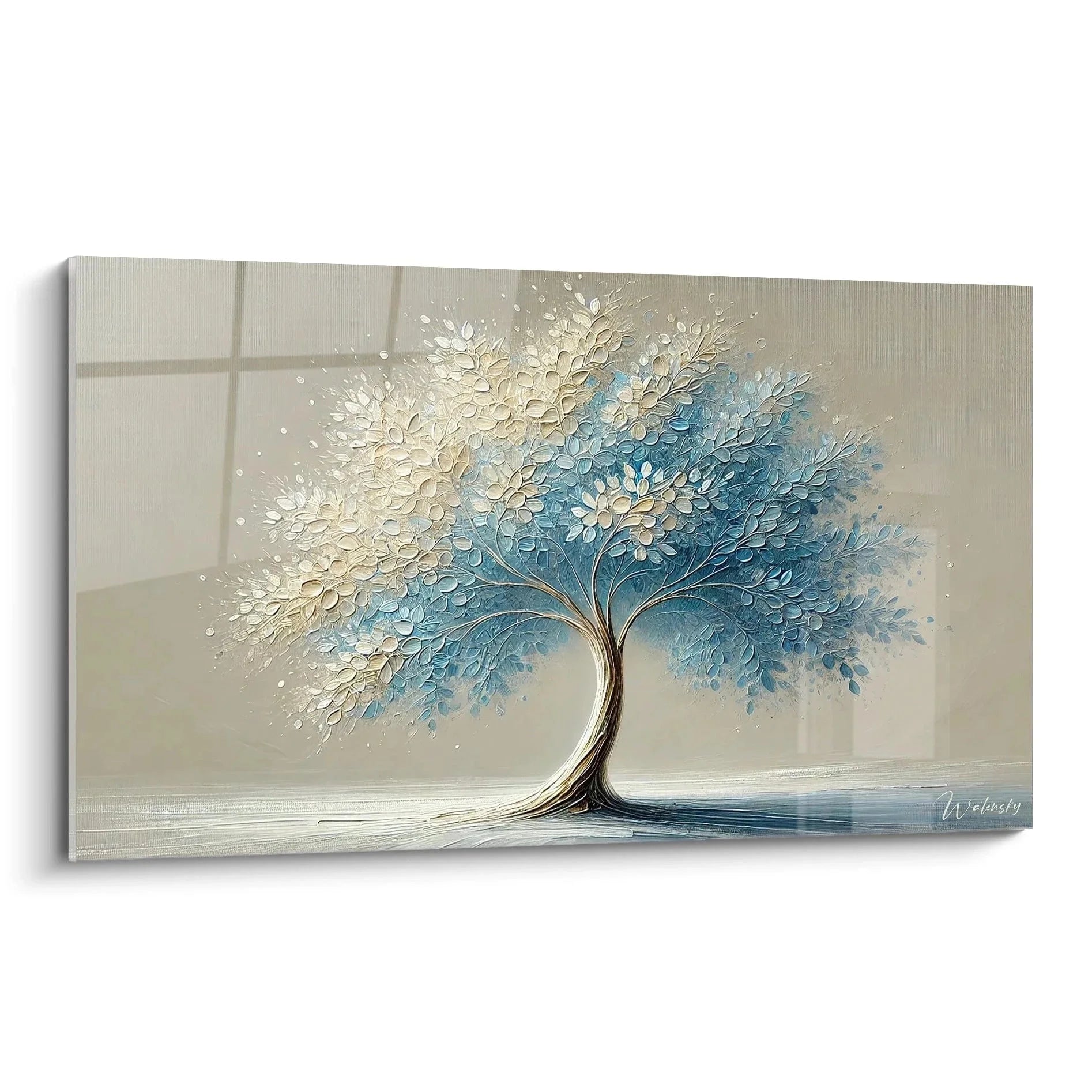 Wandbild Lebensbaum in gold und blau auf Leinwand mit texturierter Oberfläche Edition Baum