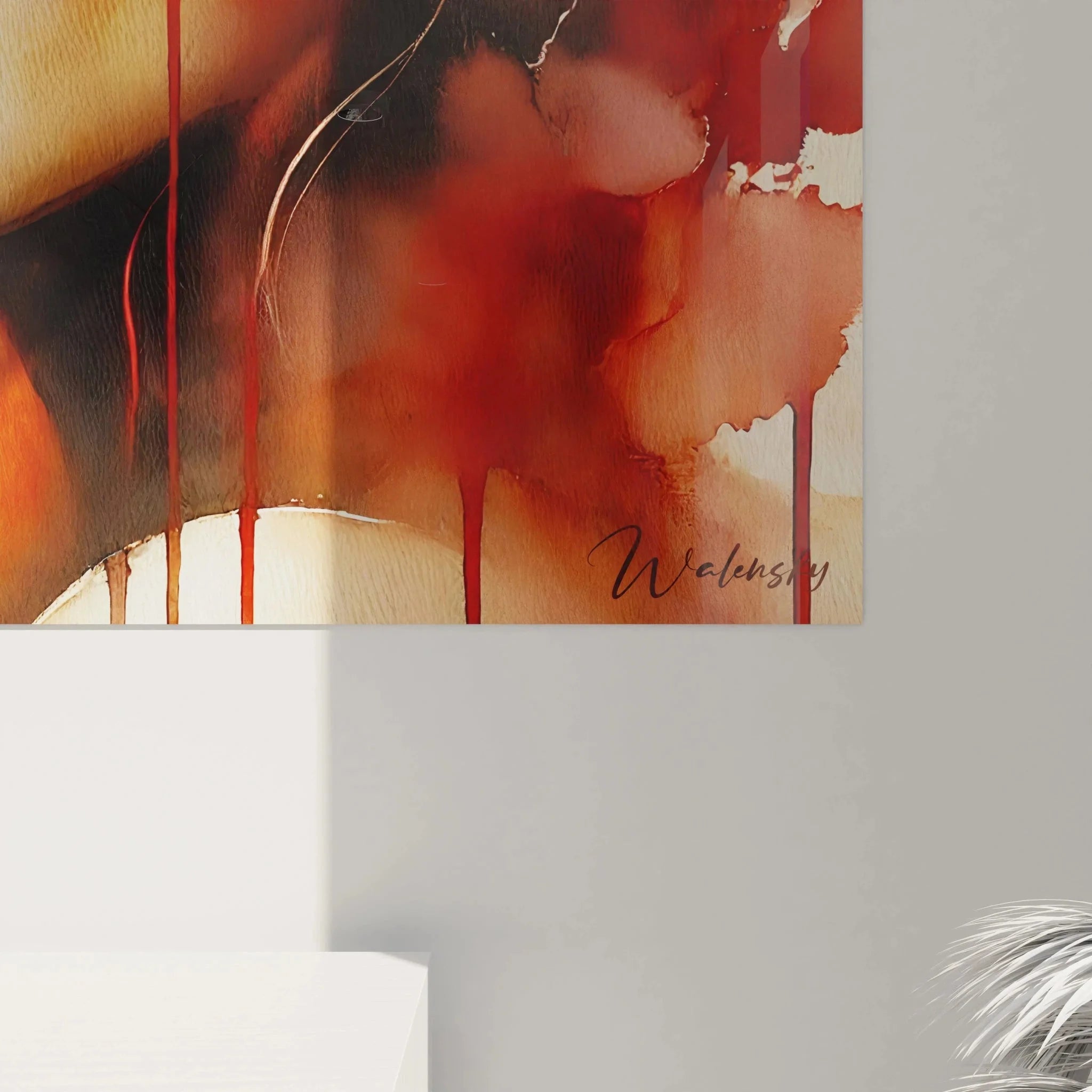 Gesamtansicht romantisches Wandbild Liebespaar - moderne Liebeskunst mit aquarellartigem Hintergrund