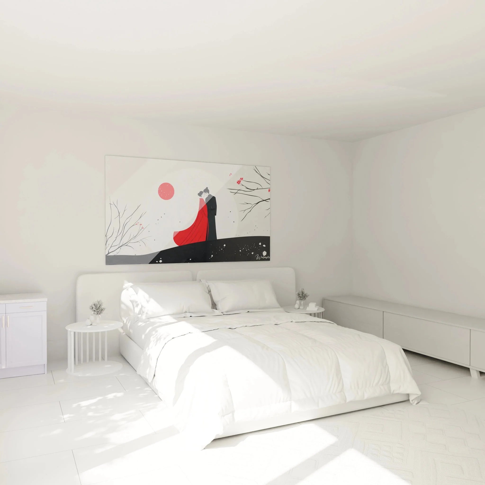 Wandbild Liebespaar Schlafzimmer Ambiente romantische Dekoration Marc Chagall Stil Mondschein