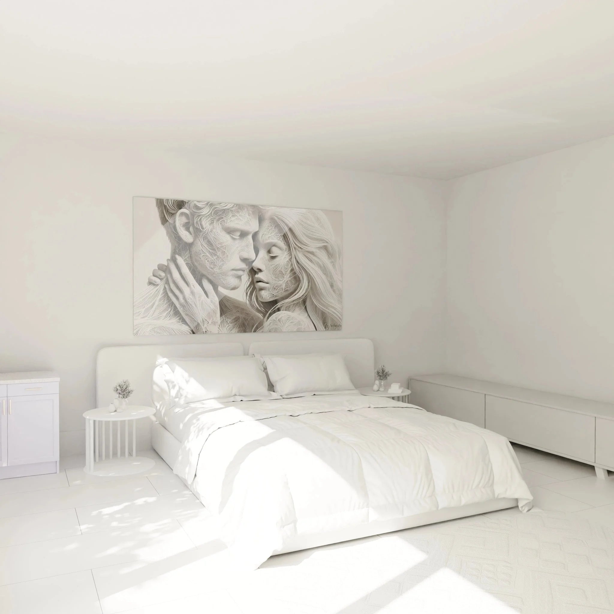 Romantisches Wandbild Liebespaar im Schlafzimmer Ambiente moderne Wandgestaltung