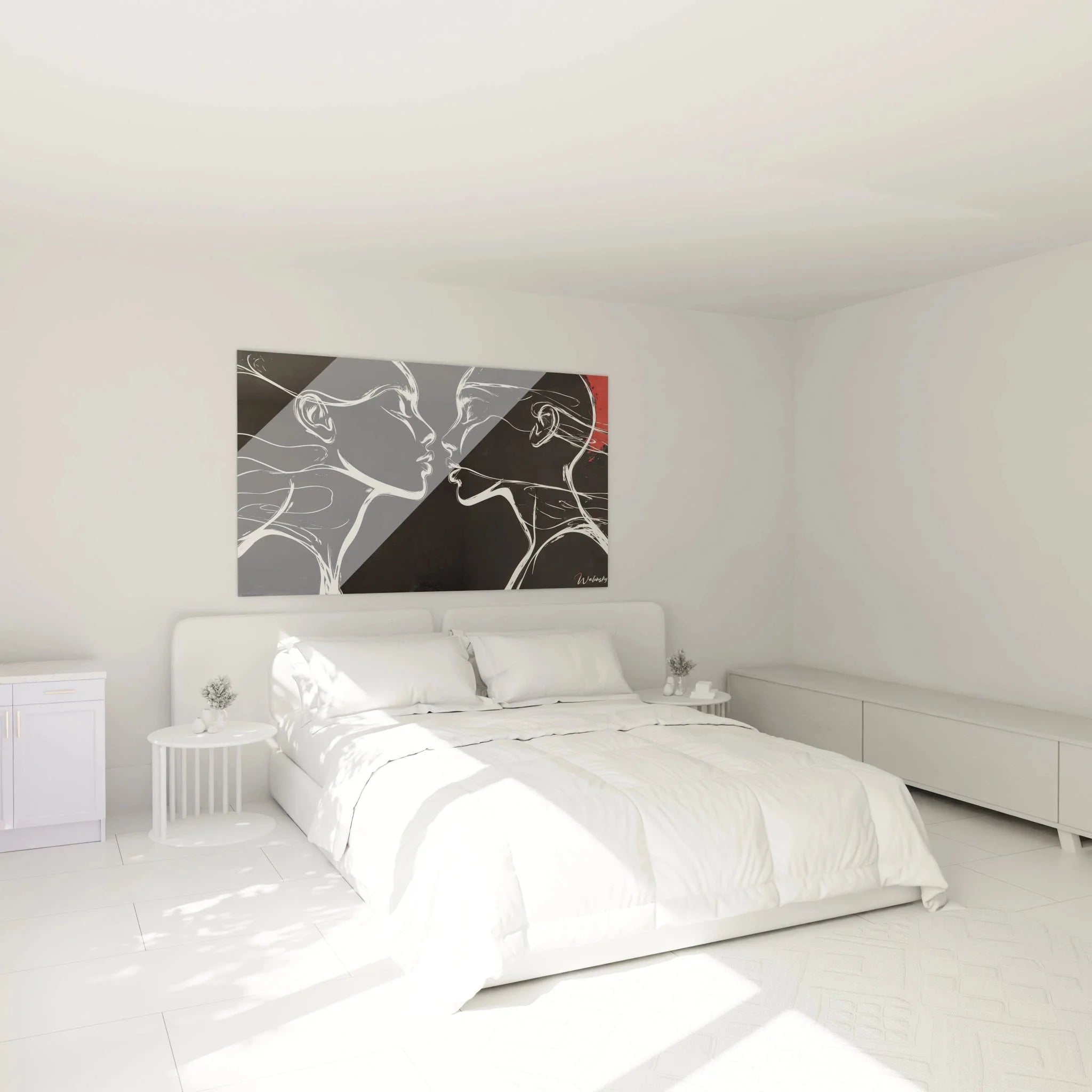 Wandbild Liebespaar Schlafzimmer Dekoration romantische Atmosphäre modern