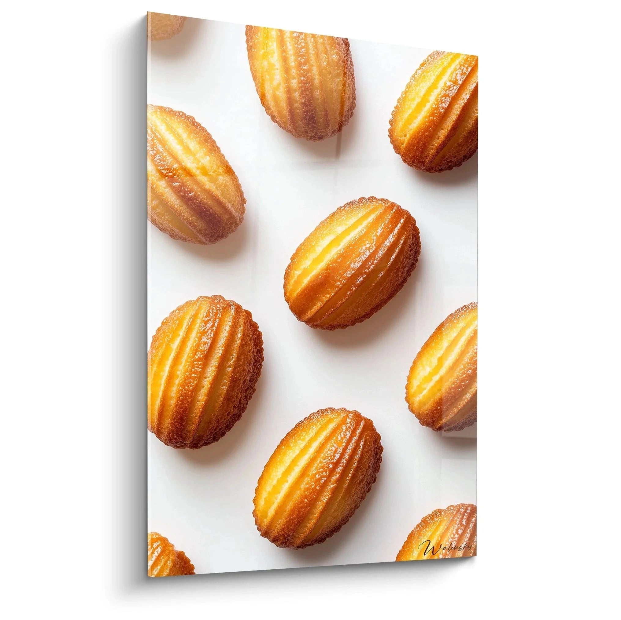 Wandbild Madeleines französische Patisserie auf weißem Hintergrund - Premium Küchenkunst Wanddeko