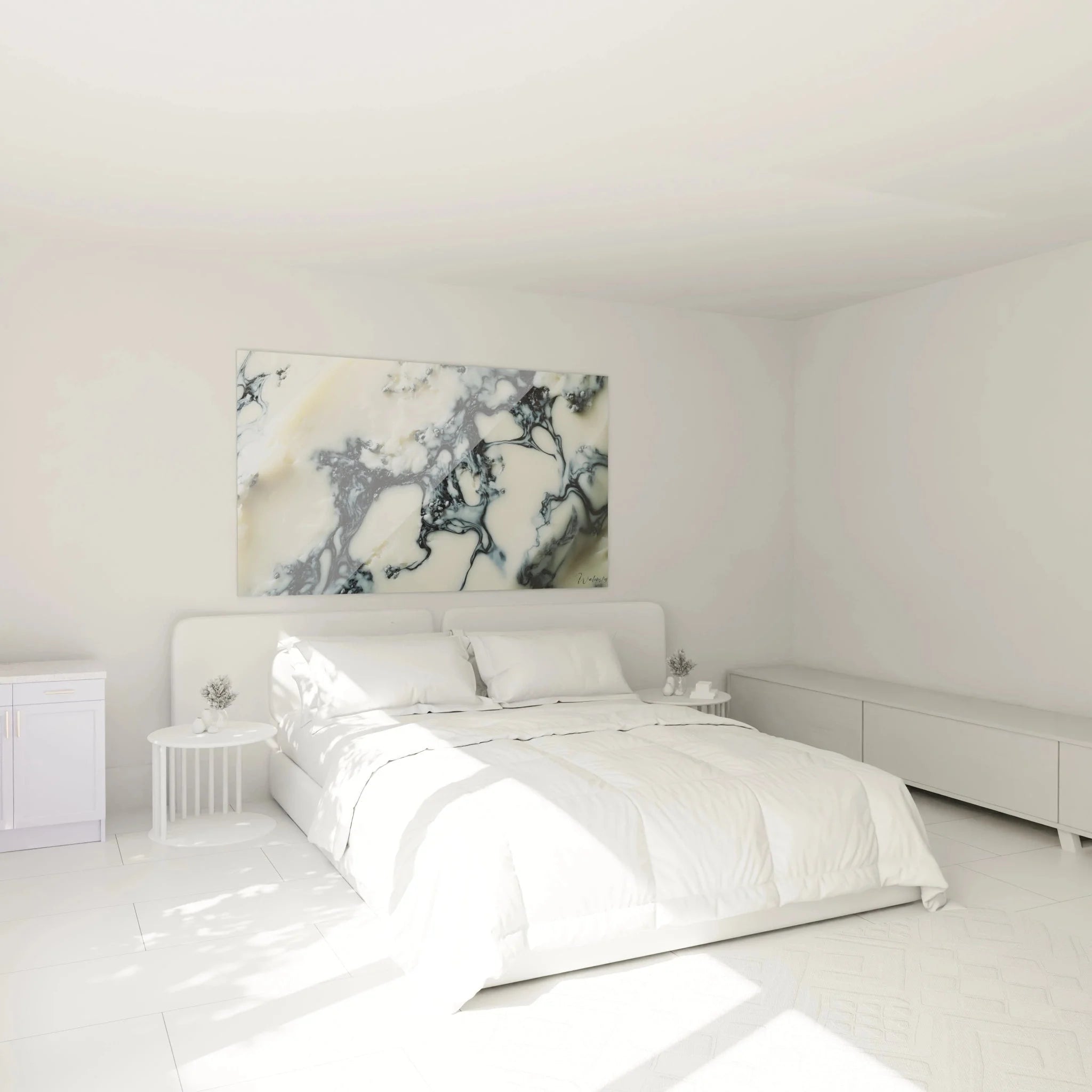 Wandbild Marmorstruktur abstrakt als stilvolle Schlafzimmer Wanddekoration in modernem Ambiente