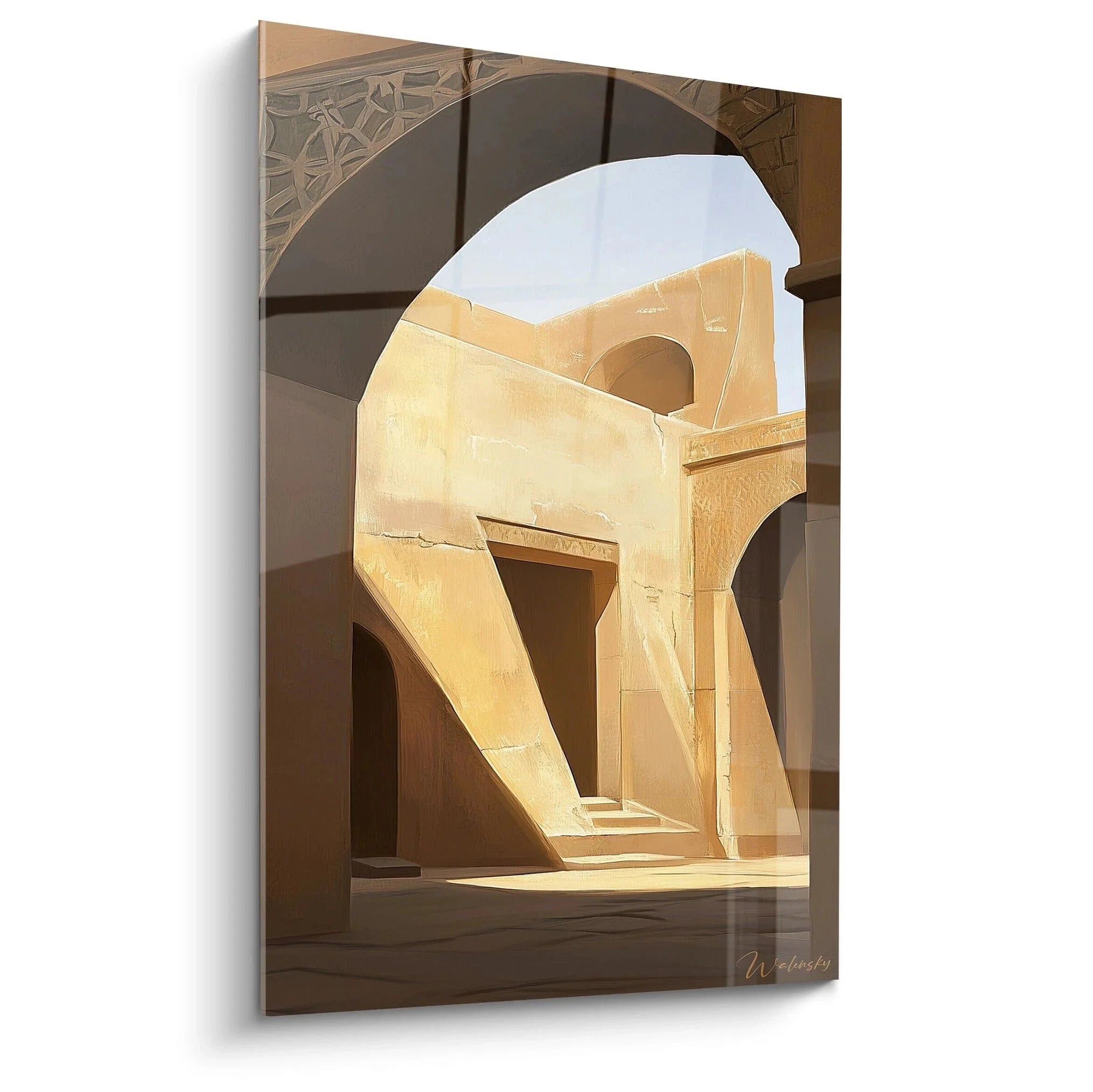 Wandbild marokkanische Architektur mit orientalischen Steinbögen in warmen Erdtönen - Edition Abstraktes Afrika