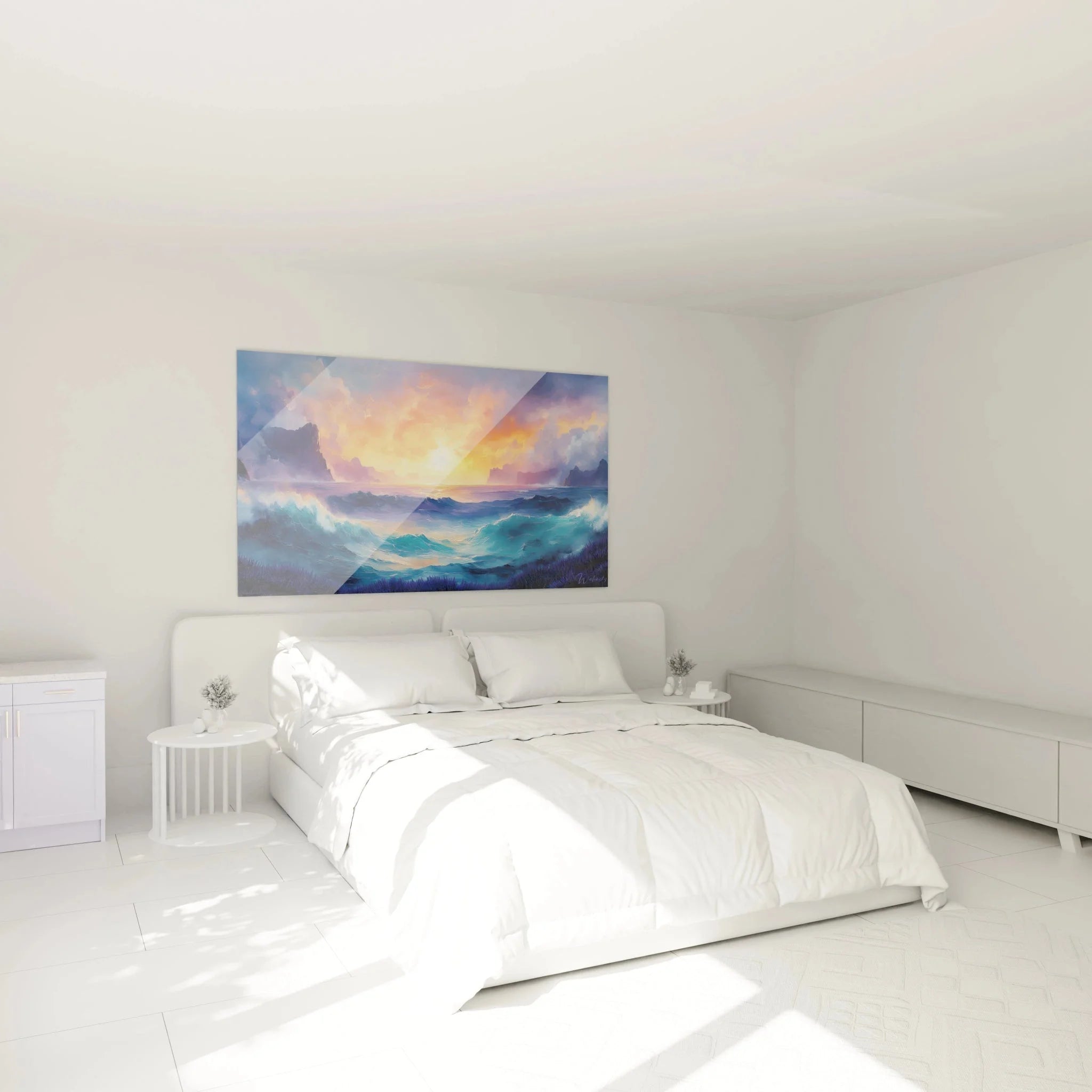 Wandbild Meereslandschaft Sonnenuntergang im Schlafzimmer - moderne Wanddekoration